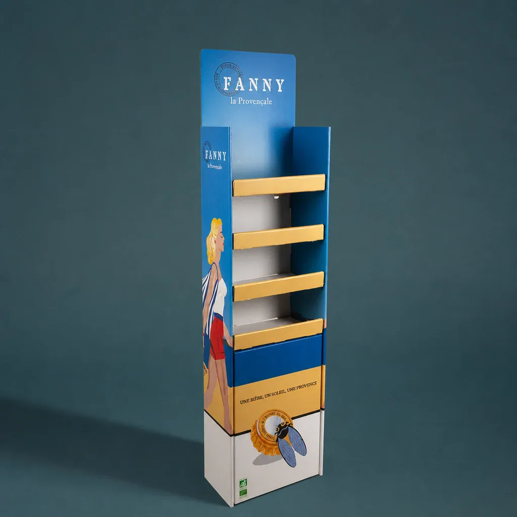Présentoir de sol en carton à étagères, Fanny