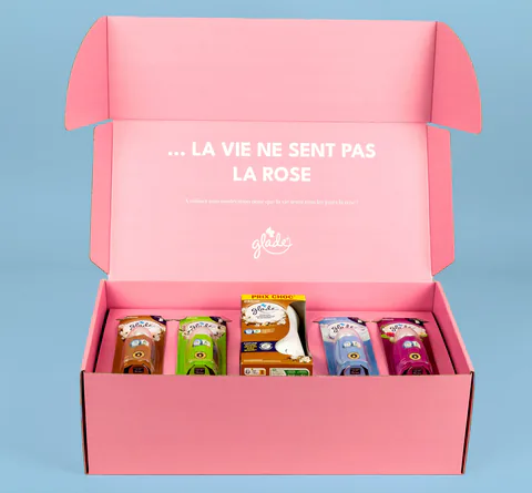 Boîte carton personnalisée à oreilles Glade, fabrication Smartpack