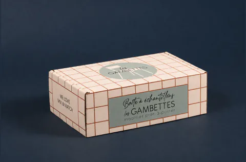 Boîte carton personnalisée à oreilles Les Gambettes, fabrication Smartpack