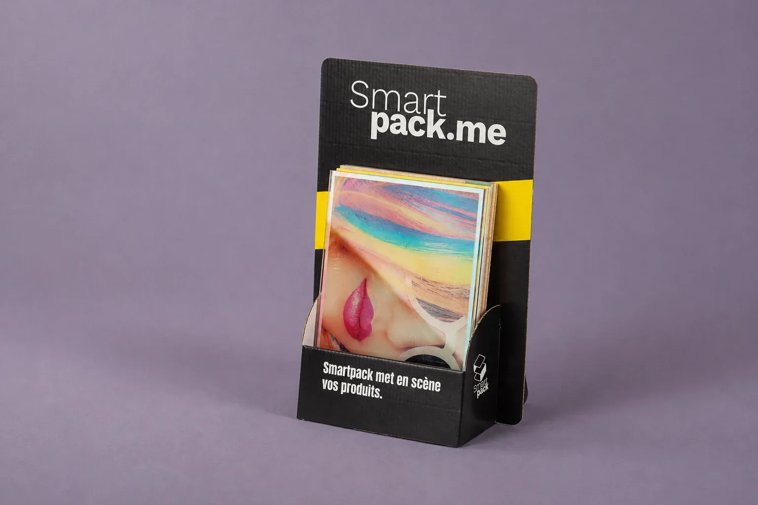 Présentoir de comptoir en carton, fabrication Smartpack