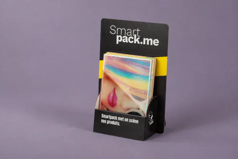 Présentoir de comptoir en carton, fabrication Smartpack