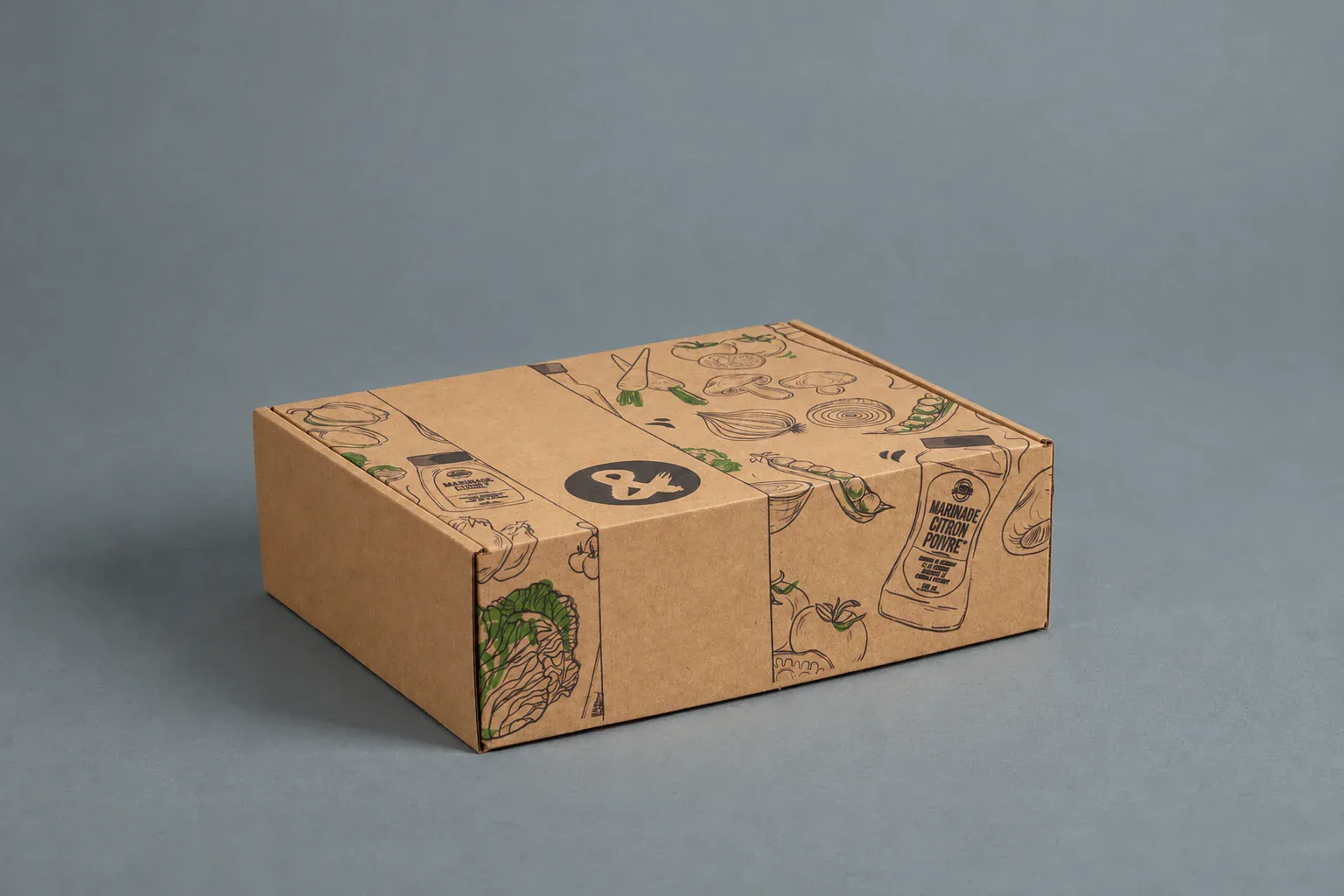 Boîte carton personnalisée à oreilles Salad & Co, fabrication Smartpack