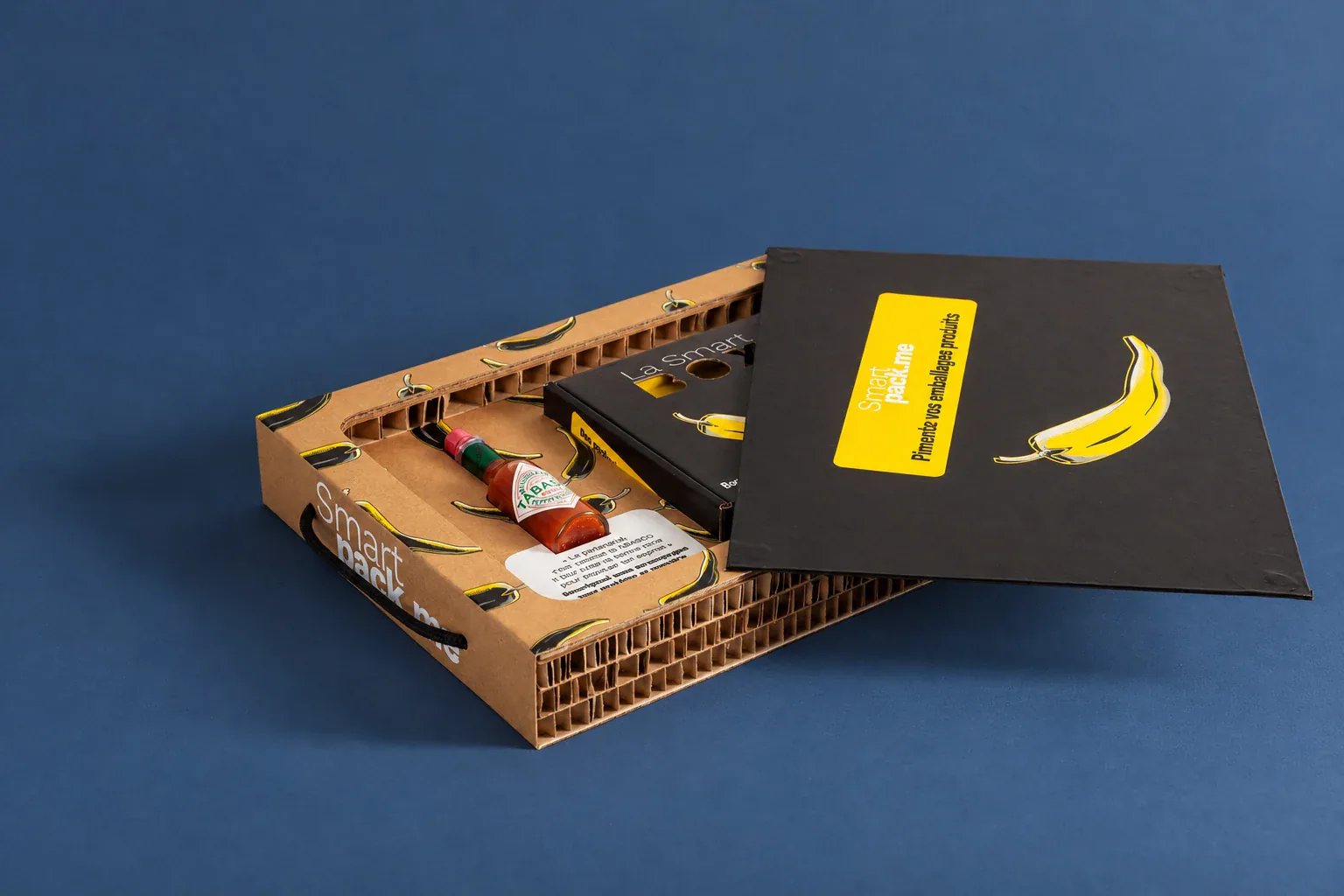 Boîte carton personnalisée à oreilles Tabasco, fabrication Smartpack
