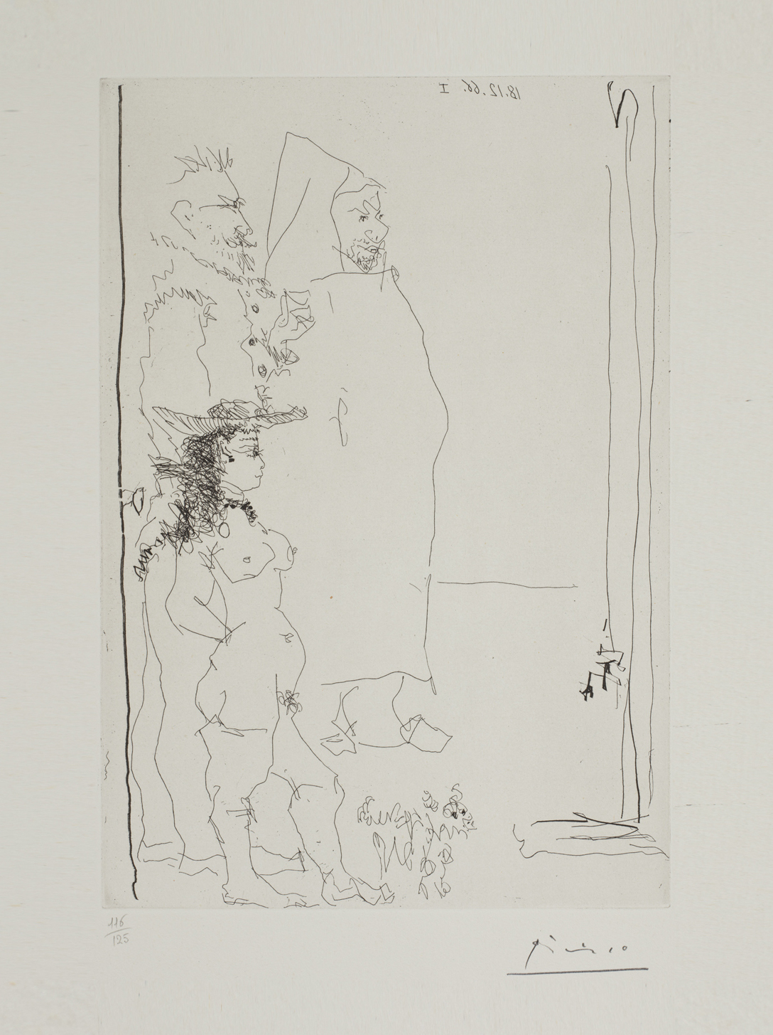 Pablo Picasso, "Personnages", 1966, eau-forte sur cuivre, numérotée et signée