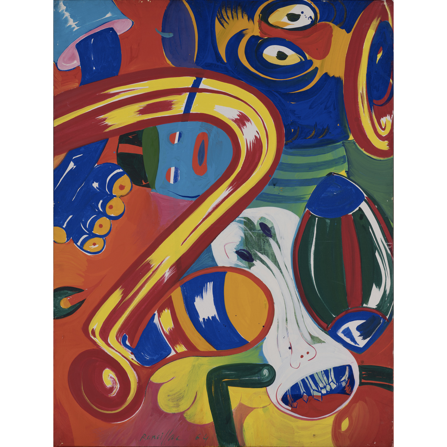 Bernard Rancillac (né en 1931) Li Noi i Lim li spo, 1964 Huile sur toile Signée et datée en bas vers le centre Doublement titrée au dos 116 x 88,5 cm
