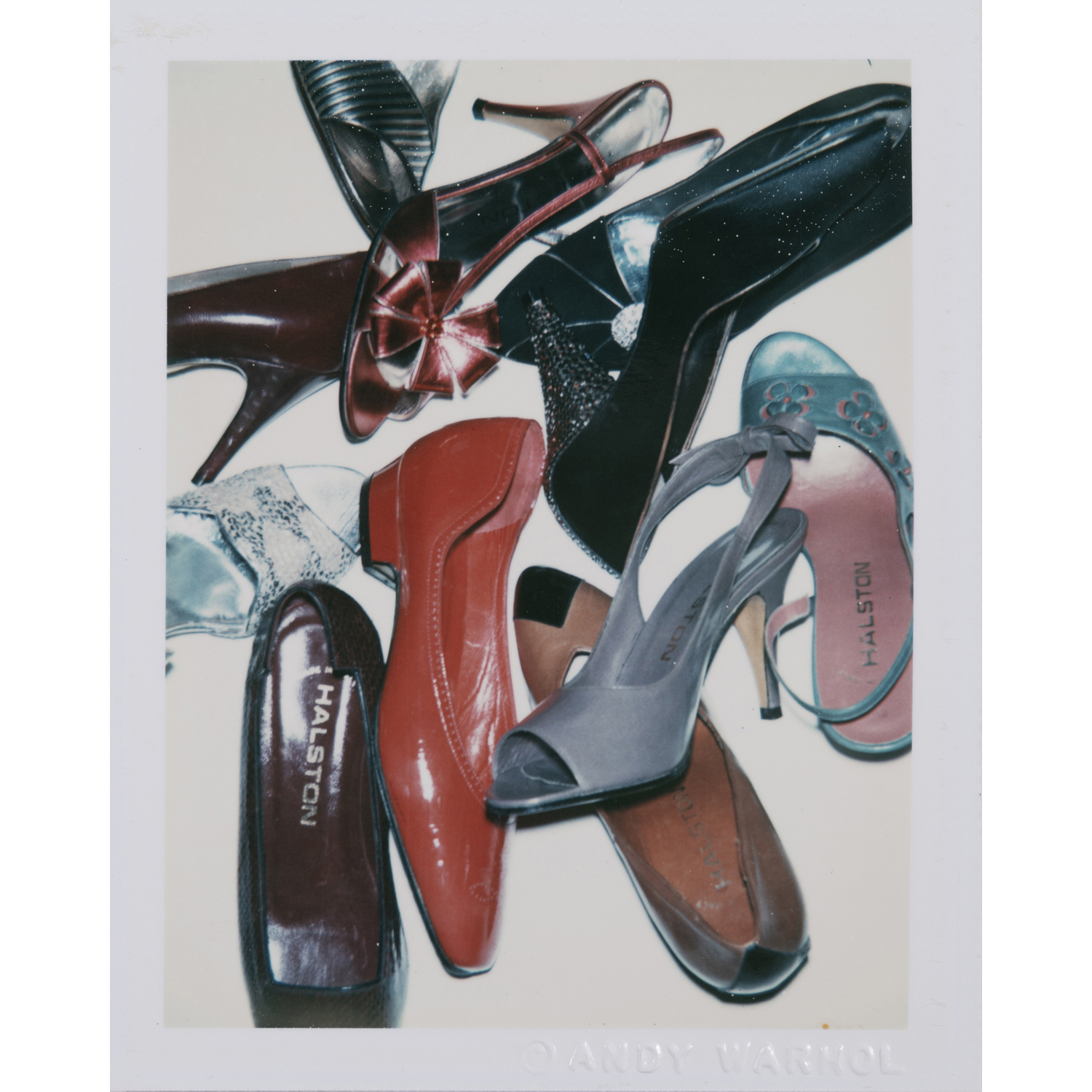 Andy Warhol (1928-1987) Shoes, circa 1980 Polaroid Bears the artist’s embossed stamp on the bottom right Bears the foundation’s stamp, annotated on the reverse 'FA09.01.633' Unique piece 10,5 x 8,2 cm Provenance: A.M. collection, Paris