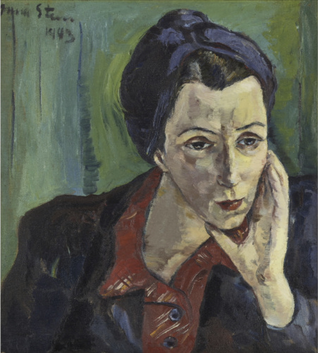ƒ Irma Stern (1884-1966, Afrique du Sud) Portrait de Dora Sowden, 1943 Huile sur toile Signée et datée en haut à gauche 57 x 51,5 cm