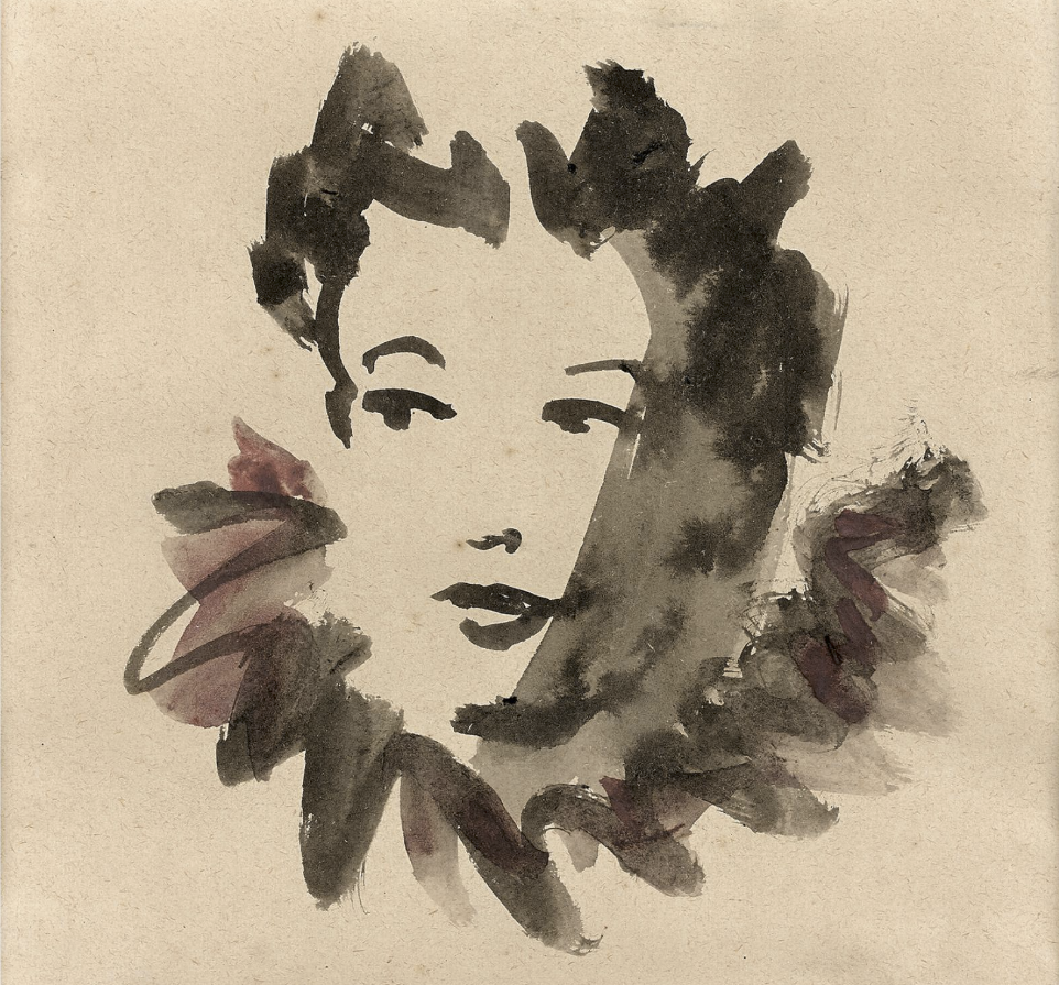 Christian Bérard (1902-1949) Portrait de femme, circa 1930 Aquarelle et encre de Chine sur papier