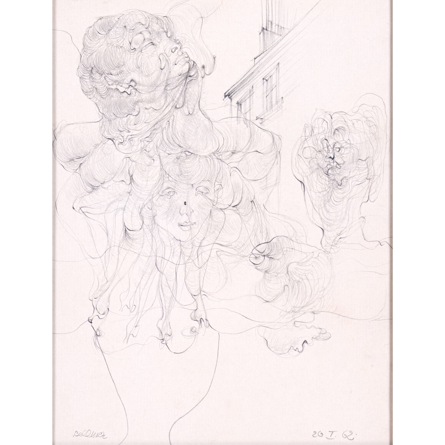 Hans Bellmer (1902-1975) Têtes, 20. I 62 Crayon sur papier