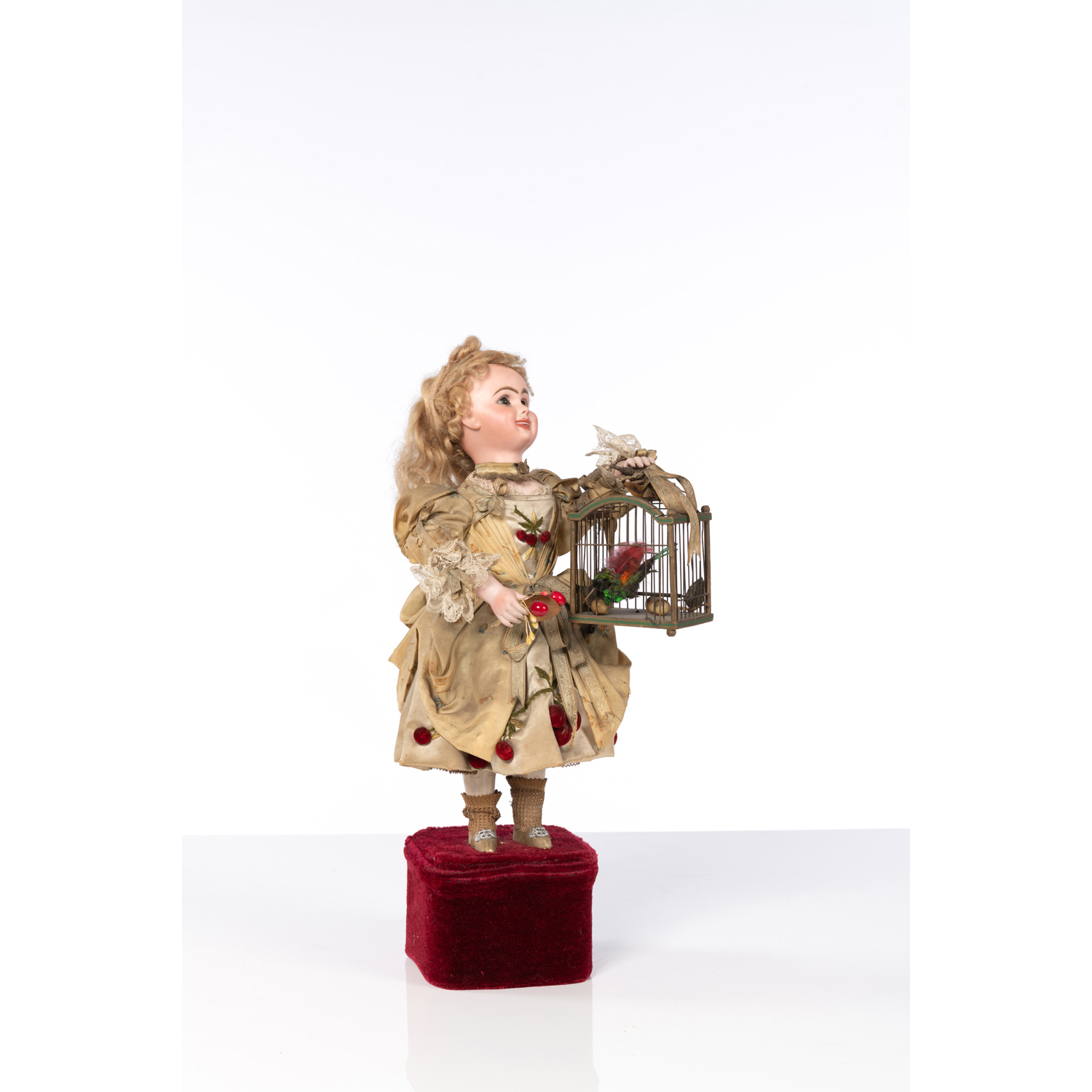 A LEOPOLD LAMBERT GIRL WITH BIRDS IN CAGE AUTOMATON, (1910-1920) N