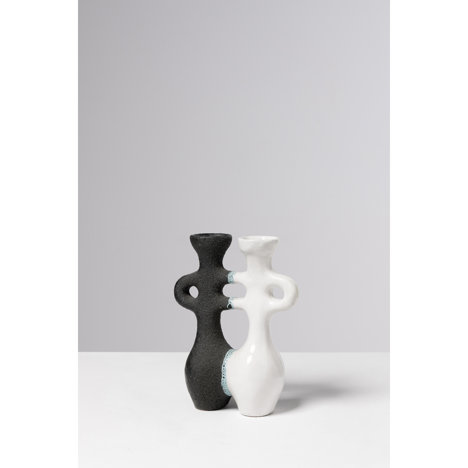 Gilbert Valentin (1928-2000) and Les Archanges (20th c.) Double stem vase Glazed ceramic Model created circa 1950 H 21 &times; L 15 &times; P 8cm