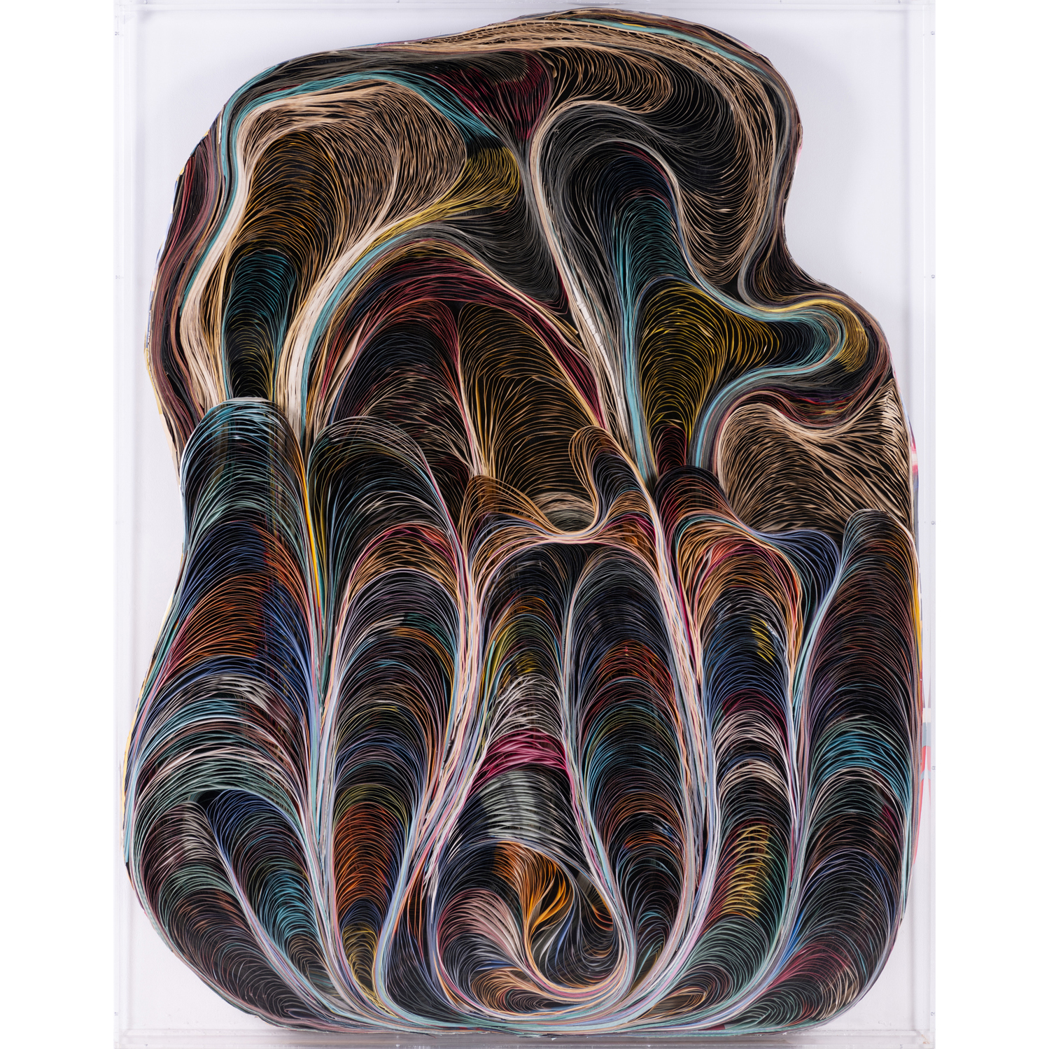 Pavlos (Pavlos Dionyssopoulos dit) (n&eacute; en 1930) Baroque, 2/1966 Estimations: 70000 / 90000 &euro; R&eacute;sultat: 80600 &euro; Pavlos (Pavlos Dionyssopoulos dit) (n&eacute; en 1930) Baroque, 2/1966 Papiers massicot&eacute;s agraf&eacute;s sur ch&acirc;ssis en bois dans un embo&icirc;tage en plexiglas Sign&eacute;, dat&eacute; et situ&eacute; au dos 178 x 137 x 7 cm Provenance: Acquis directement aupr&egrave;s de l'artiste par l'actuel propri&eacute;taire Collection particuli&egrave;re, Paris Un certificat de l'artiste sera remis &agrave; l'acqu&eacute;reur