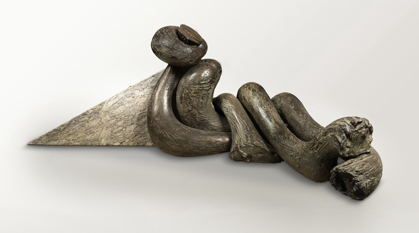 Olivier Strebelle (1927-2017) En attendant le métro IV - N°3/9 Bronze and stone Signed Creation date: 1982 H 37×L 125×P 60cm Estimation : 10 000 / 15 000 euros