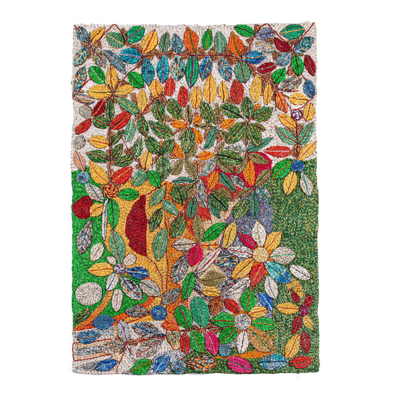 Sanaa Gateja (n&eacute; en 1950, Ouganda)   Regeneration, 2019  Perles de papier sur tissu d'&eacute;corce   250 x 180 cm  Estimation : 10080 / 15120 &euro;