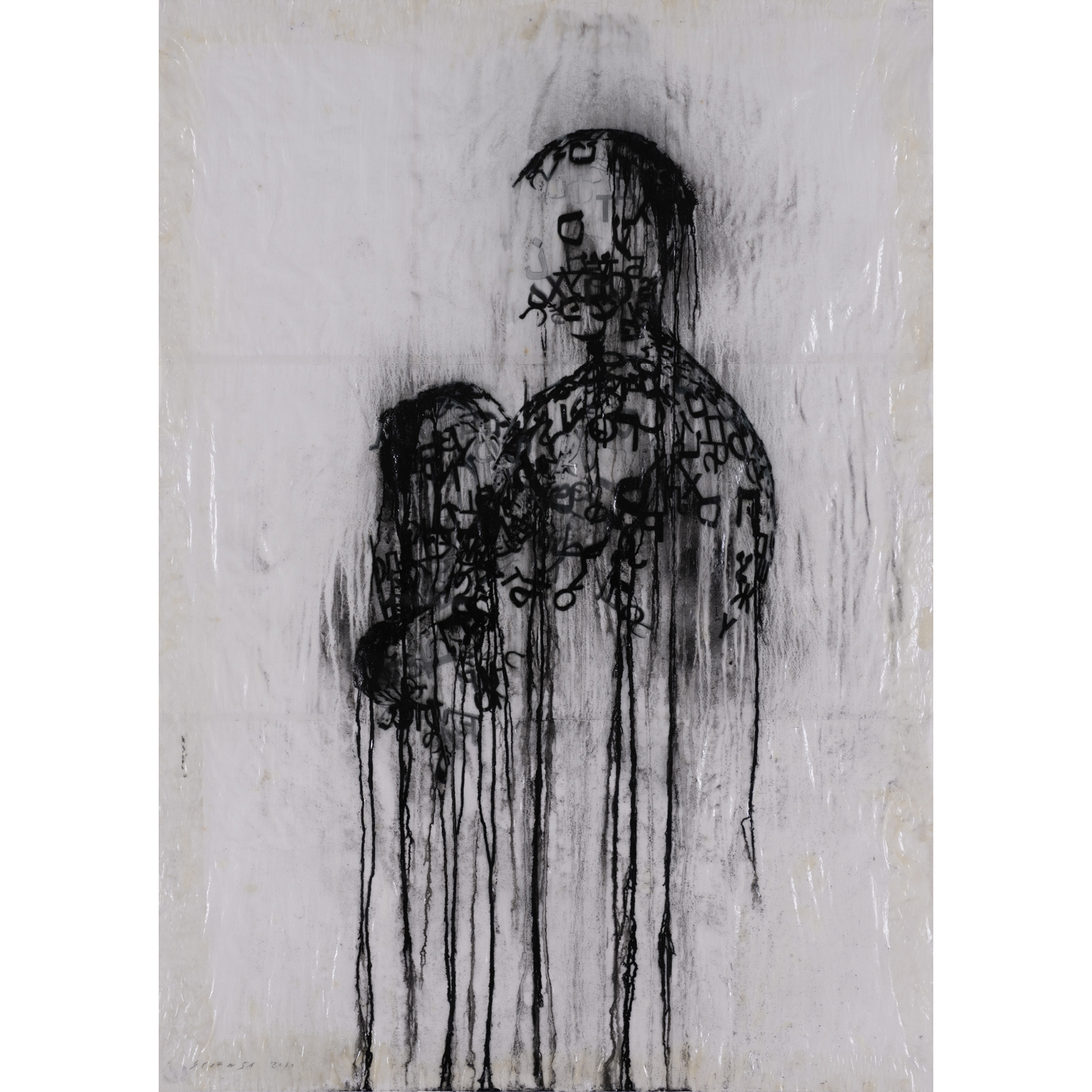 aume Plensa (born in 1955) Shadow (study) XVII, 2010 Mixed media on paper Signed and dated on the bottom left 117 x 83 cm