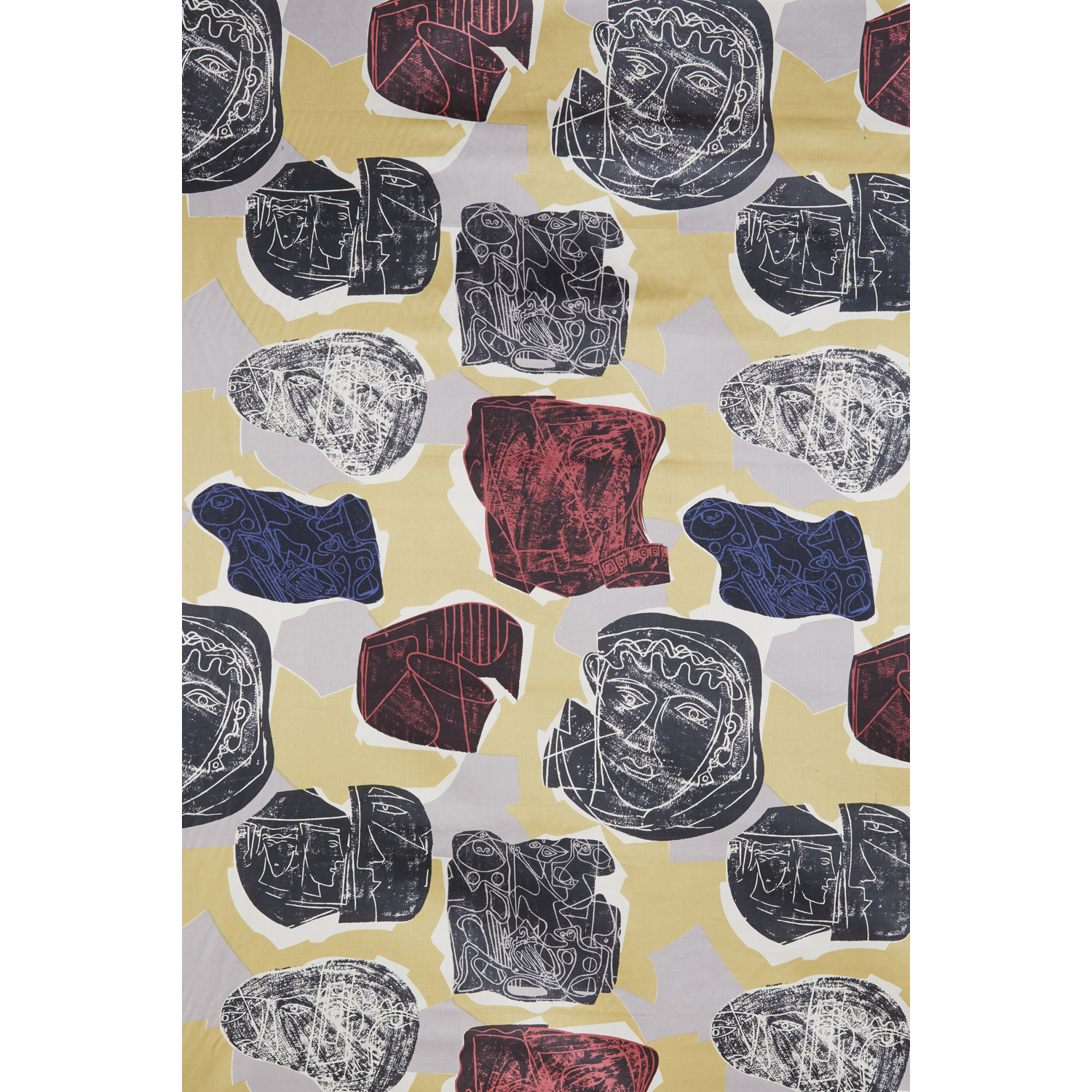 Piero Zuffi (1919-2006) Figure Silkscreened fabric Edited by JSA Inscription on the edge: 'Jsa - Figura - disegno di Piero Zuffi' Model created in the 1950s H 135 cm &times; L 11 m (approx.)