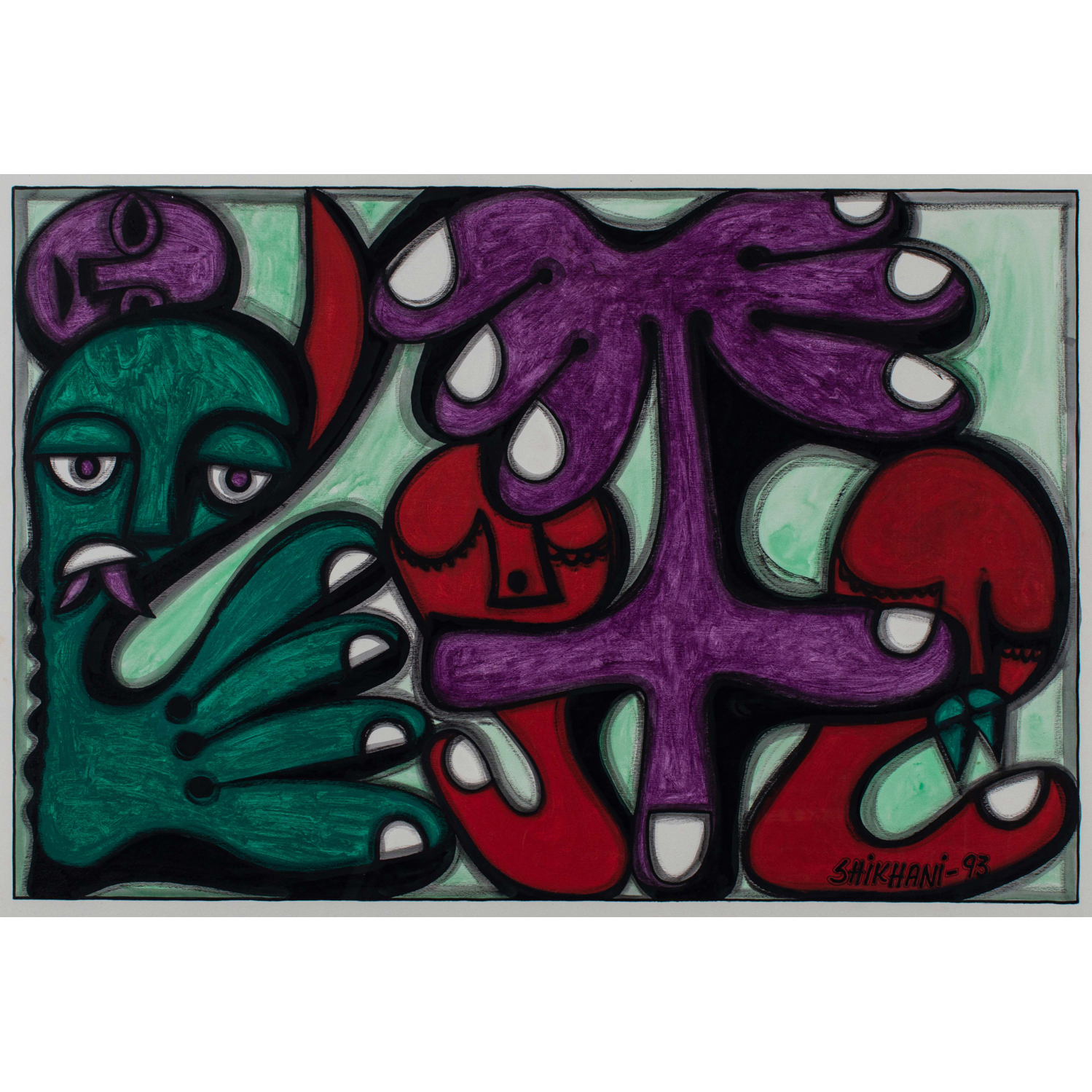 Ernesto Shikhani (1934-2010, Mozambique)   Sans titre, 1993 (lot 36)  60 x 89 cm  Estimation : 6300 / 8000 €