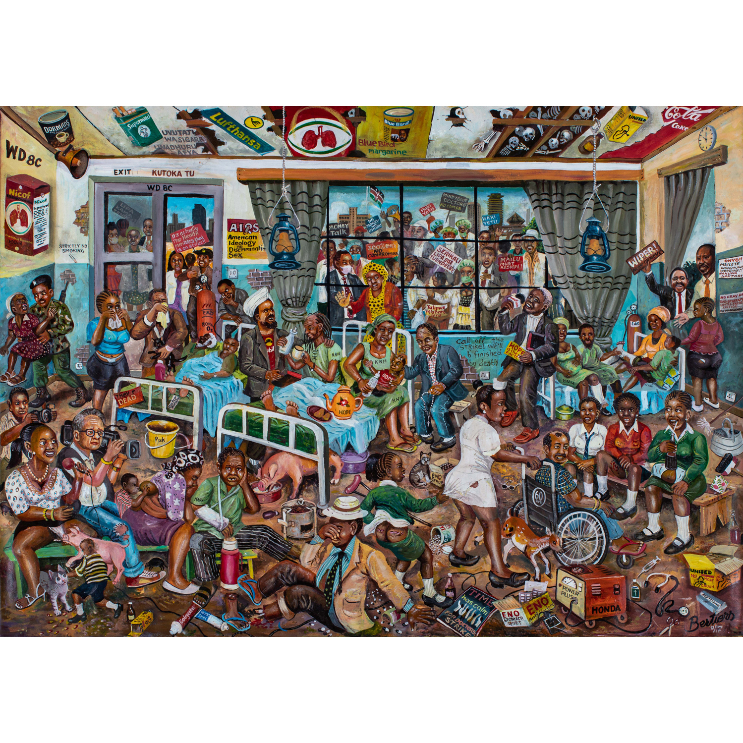 Joseph Bertiers (born in 1963 in Kenya)  Doctor Strike, 2017   Oil on canvas  76 x 105 cm  Estimation : 3780 / 5670 € 