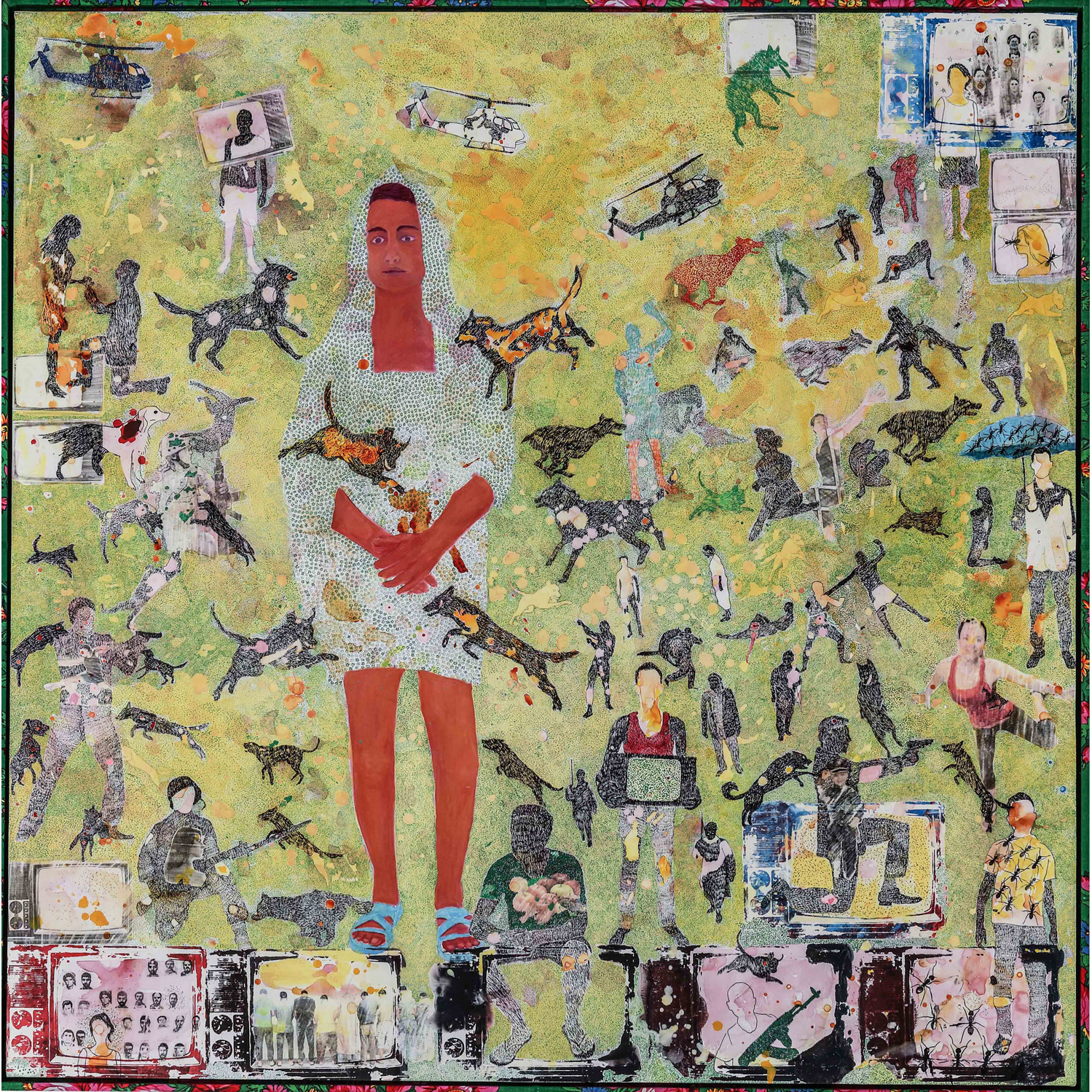 Slimen El Kamel (né en 1983, Tunisie) Wolves, 2016 152 x 152 cm Estimation : 6300 / 9000 € 