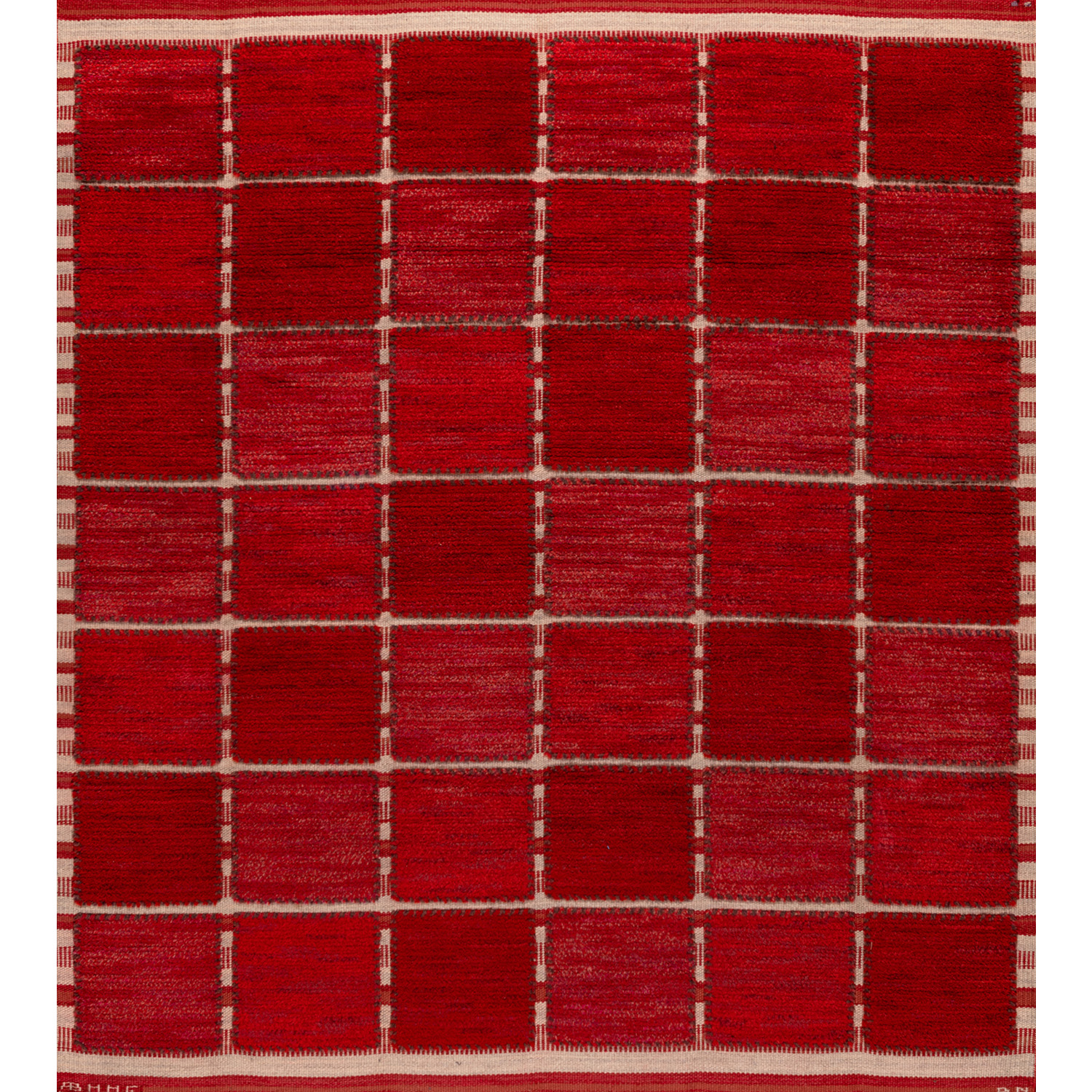 Barbro Nilsson (1899-1983) Gyllenrutan Tapis Laine tissée Édition Märta Maas-Fjetterström AB Signé 'BN AB MMF' Modèle créé en 1945 200 × 177 cm