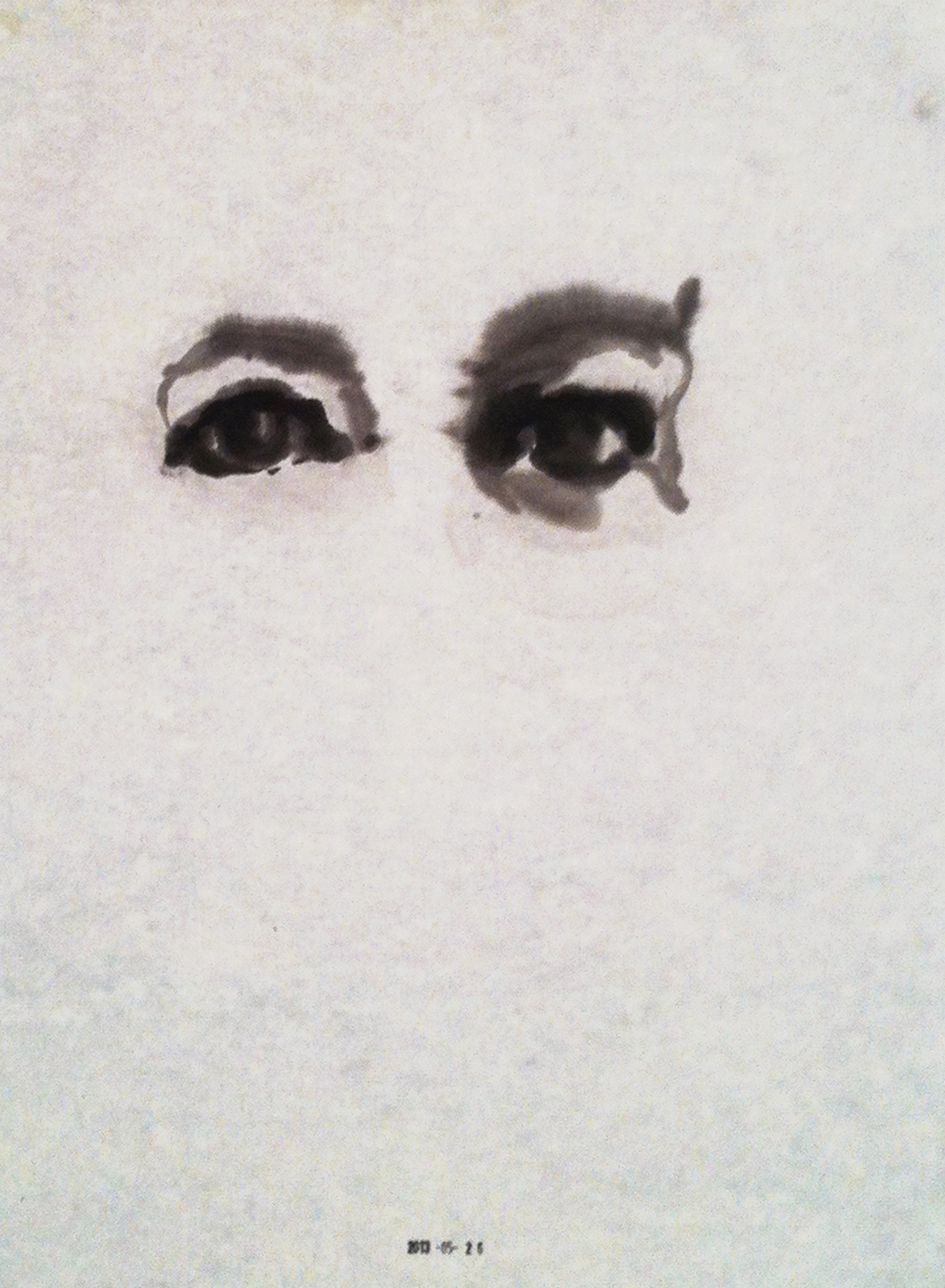 Claire Tabouret (née en 1981) Autoportrait du 26.05.2013, 2013 Encre de Chine sur papier de riz contrecollé sur carton plume Daté en bas au centre 45 ×33cm Provenance : - Galerie Isabelle Gounod, Paris - Acquis auprès de cette dernière par l'actuel propriétaire - Collection particulière, Paris Bibliographie : J. Crenn, Claire Tabouret, Autoportraits, La Graineterie, Ville de Houilles, 2014, reproduit en noir et blanc en première de couverture 12 000 / 18 000 €