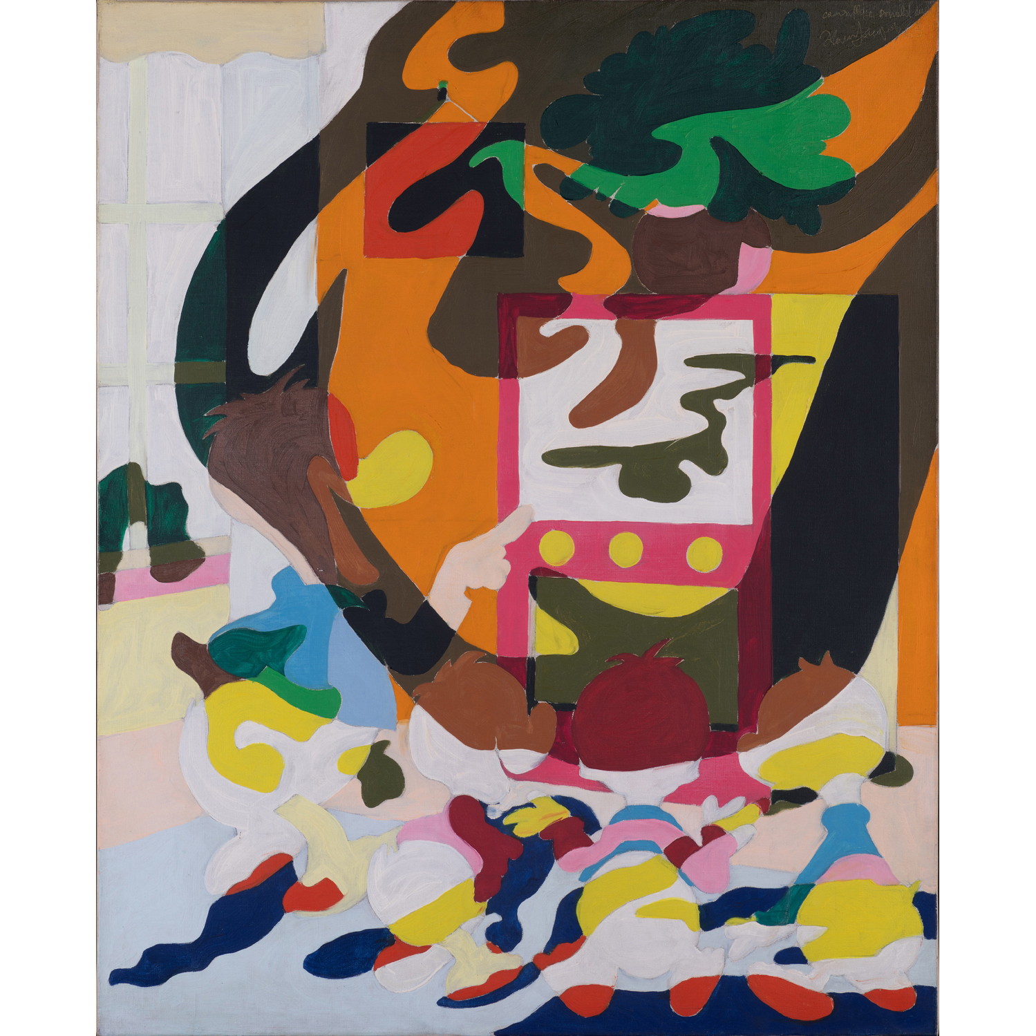 ƒ Alain Jacquet (1939-2008) Camouflage Walt Disney (Donald watching TV), 1963