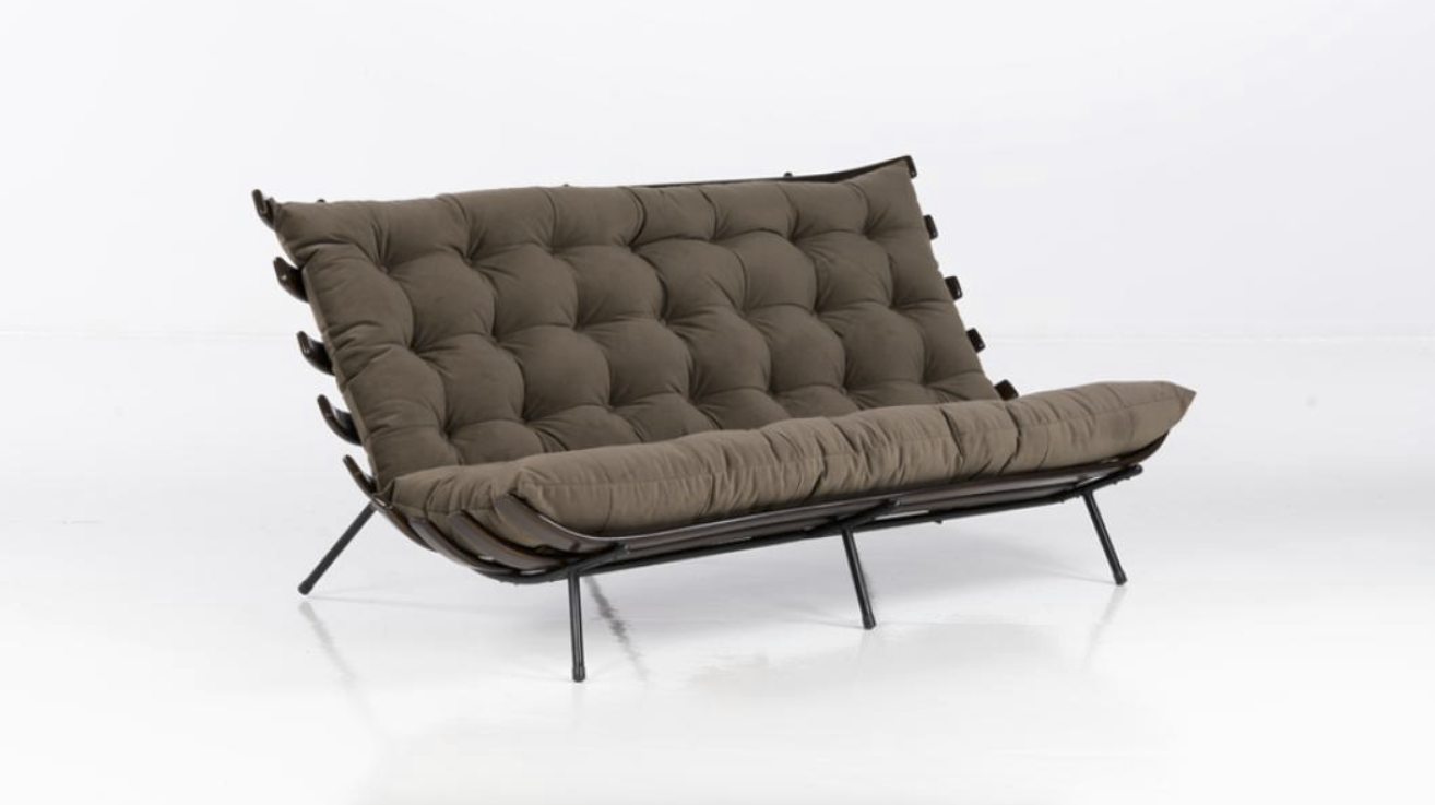 Carlo Hauner (1927-1997) & Martin Eisler (1913-1977) Costela Canapé Bois, métal laqué et textile