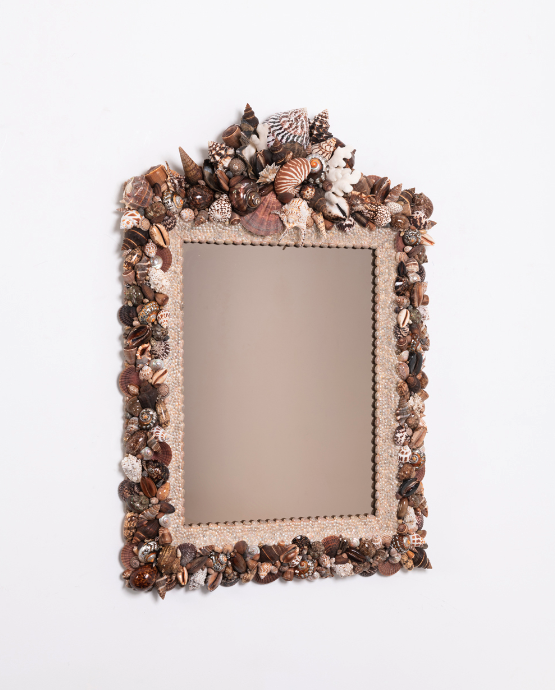 Thomas Boog (born in 1959) Bouquet Central - Unique piece Mirror Painted wood, seashells and tinted mirror Signed 'Thomas Boog' on a plaque on the back Model created in 1992