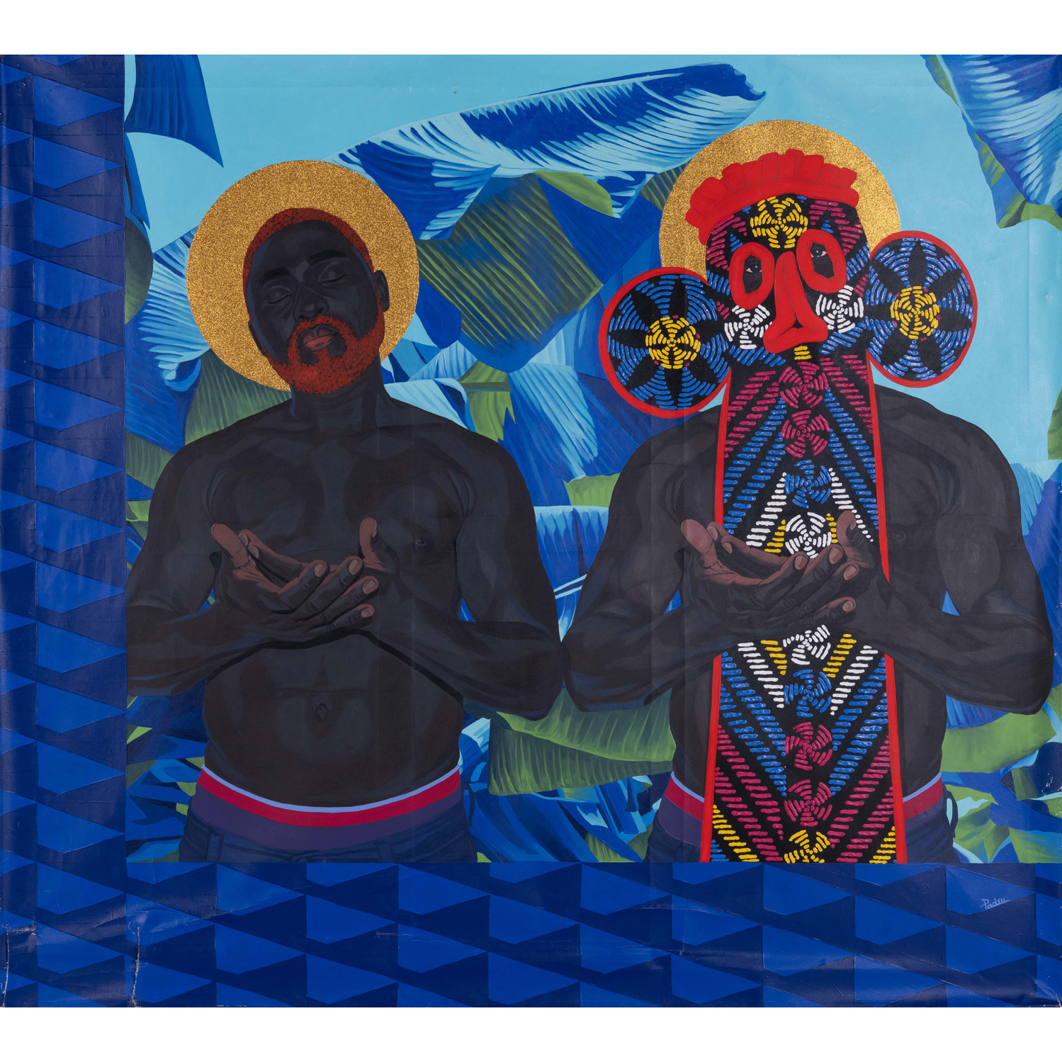 Marc Padeu (né en 1990, Cameroun) Sans titre, 2019 Acrylique et paillettes sur toile 189 x 209 cm Estimation : 5040 / 8000 €