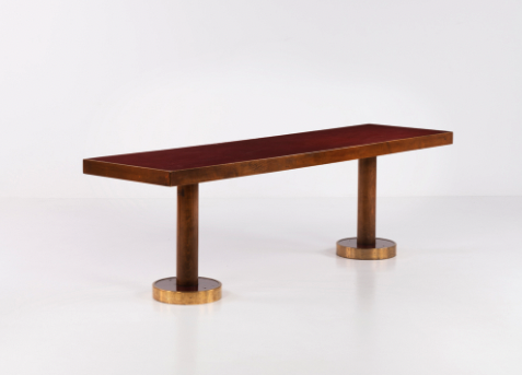 Gio Ponti (1891-1979) Conte Grande Dining table Beechwood, brass and tinted melamine Model created c. 1947