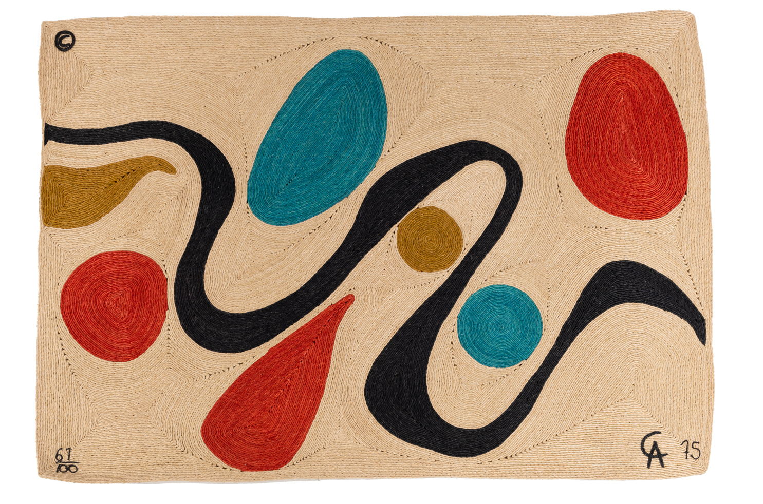 Alexander Calder (1898-1976), after Turquoise - N&deg;67/100 Tapestry Jute Edited by Bon-Art limited edition of 100 Signed, dated 'CA 75' and numbered '67/100' Model created in 1975 145 &times; 212 cm