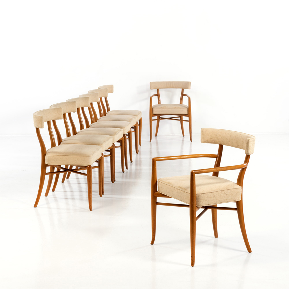 Lot 65 - T. H Robsjohn Gibbings (1905-1976)  Ensemble de six chaises et deux fauteuils