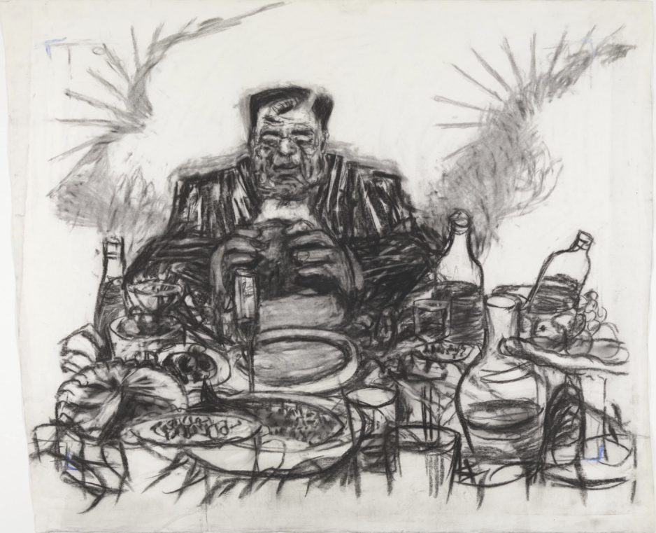William Kentridge (n&eacute; en 1955, Afrique du Sud)    Drawing from Johannesburg, 2nd Greatest City after Paris (Soho Eating),1989 Fusain et pastel sur papier 110 x 130 cm   Estimation : 190 000 / 250 000 &euro;