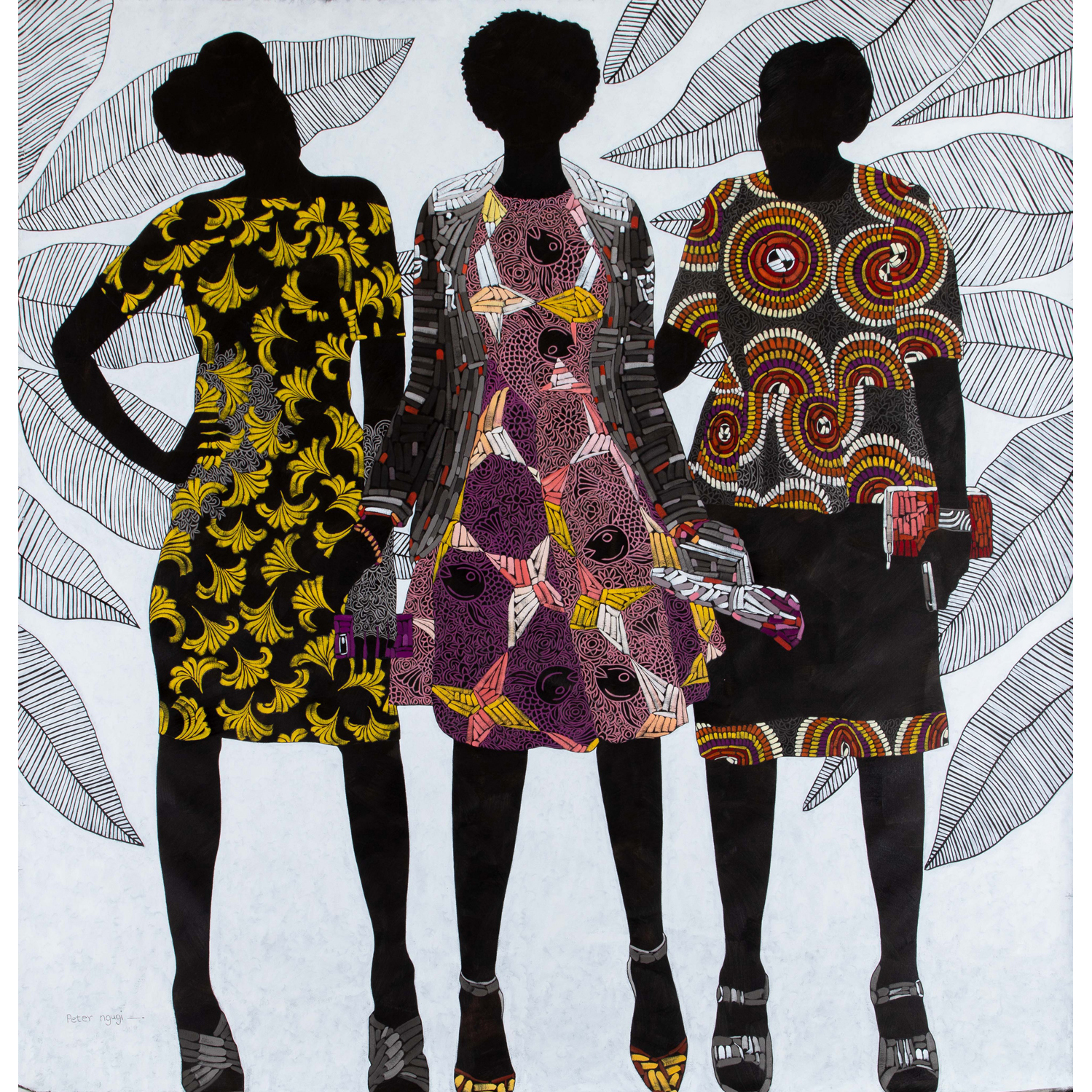 Peter Ngugi (né en 1978, Kenya) Through the print, 2019 Acrylique sur toile Signée en bas à gauche 208 x 200 cm Estimation : 6 000 / 8 000 euros