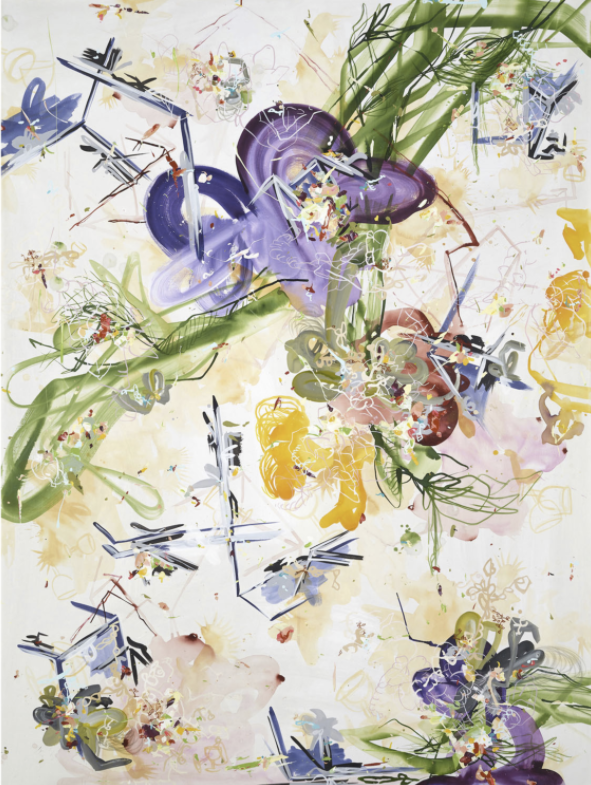 Hiba Kalache (n&eacute;e en 1972)   The sacred monster died, 2018 Acrylique sur toile Sign&eacute; et dat&eacute; &agrave; l'arri&egrave;re 200 &times; 150 cm  Estimation : 10 000 / 15 000 euros