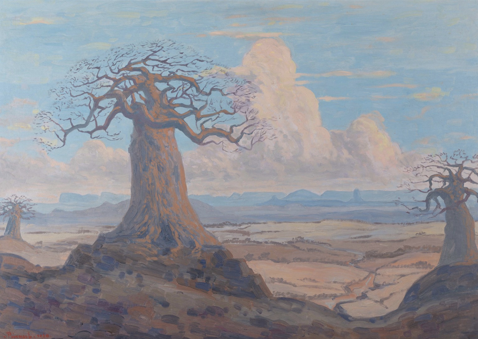 Jacobus Hendrik Pierneef South African 1886–1957 Baobabs with Soutpansberg in the distance, 192