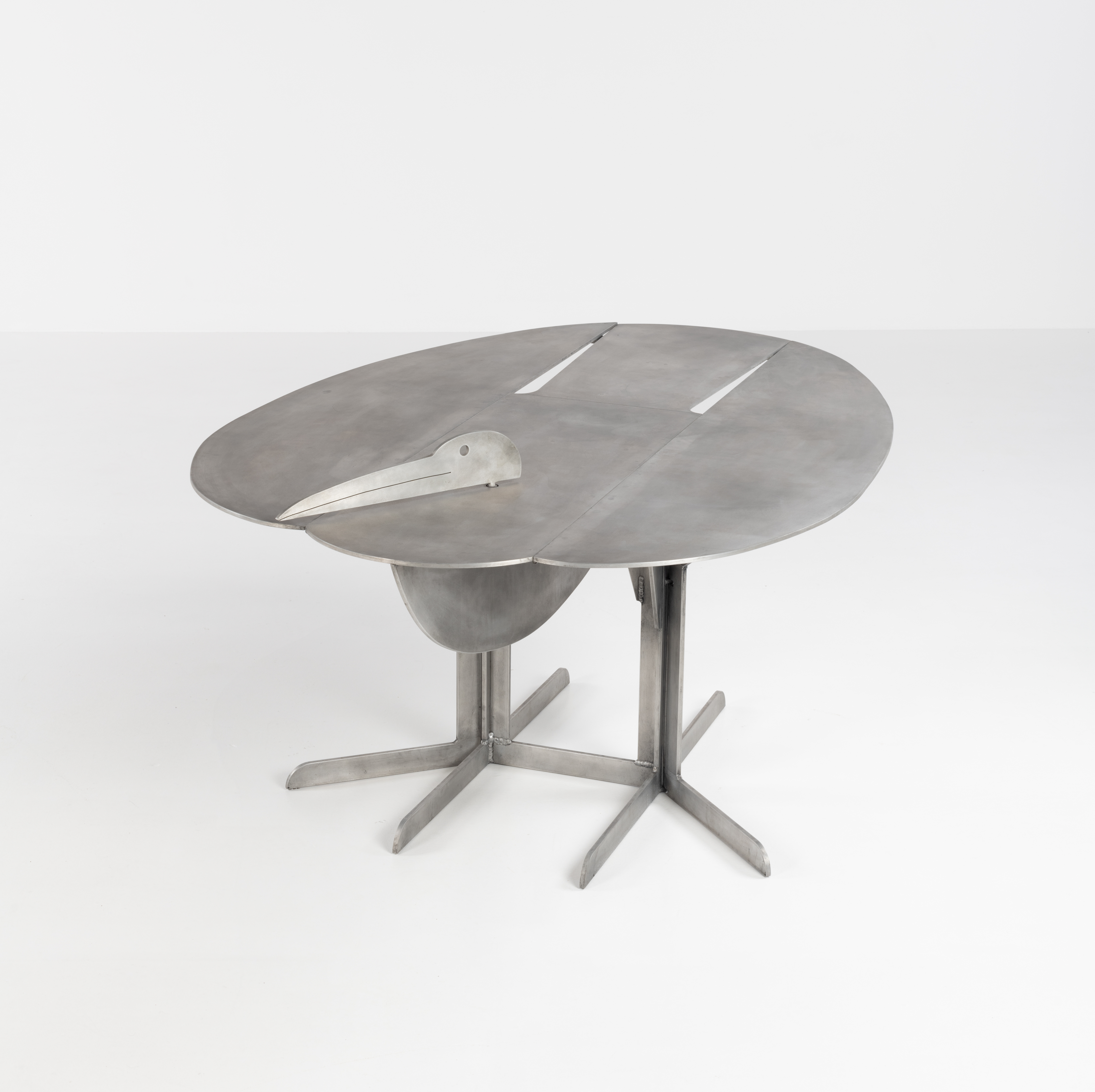 Fran&ccedil;ois-Xavier Lalanne (1927-2008) Table dite 'Oiseau d'argent' Aluminium &Eacute;dition Artcurial Mod&egrave;le cr&eacute;&eacute; vers 1990 Monogramme 'FXL', cachets 'LALANNE' et 'ARTCURIAL' Mod&egrave;le cr&eacute;&eacute; vers 1990