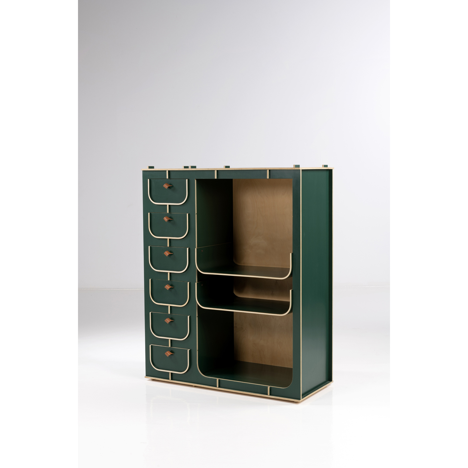Gigi Barba (born 1965) Ippopotamo - Prototype Zoo series Storage unit Painted veneered plywood and leather Production Il Laboratorio del Mobili Model created in 1995 H 134 &times; L 109 &times; P 48 cm Provenance: Artist's personal collection