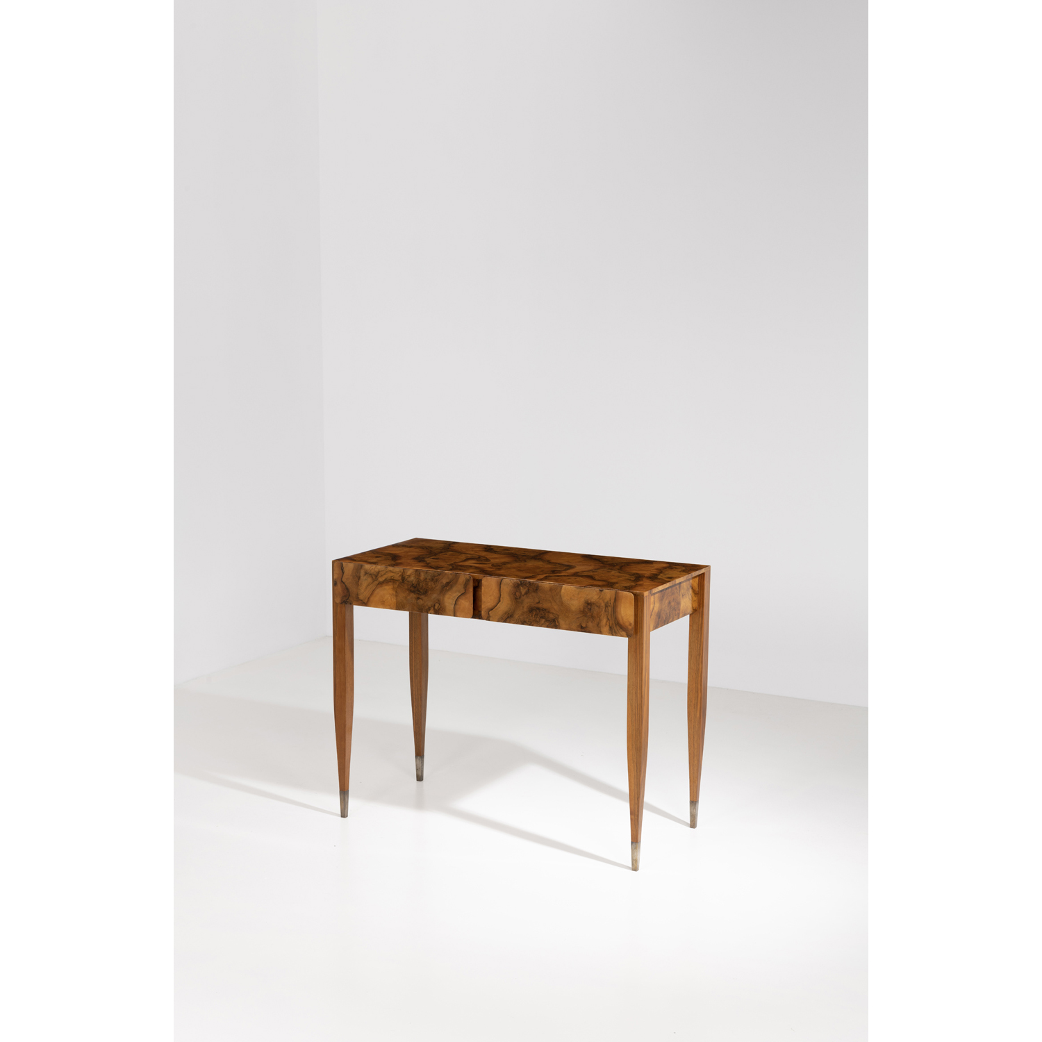 Gio Ponti (1891-1979) Radica Console Walnut, olive wood veneer and brass Edited by Dassi, Lissone Model created circa 1950 H 74,5&times;L 94,5&times;P 46,5 cm