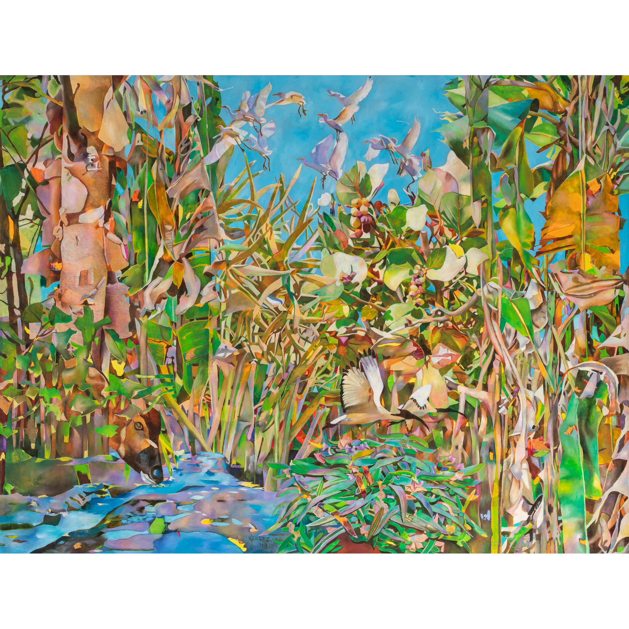 Joseph Ntensibe (né en 1953, Ouganda) Tropical garden 2, 2019