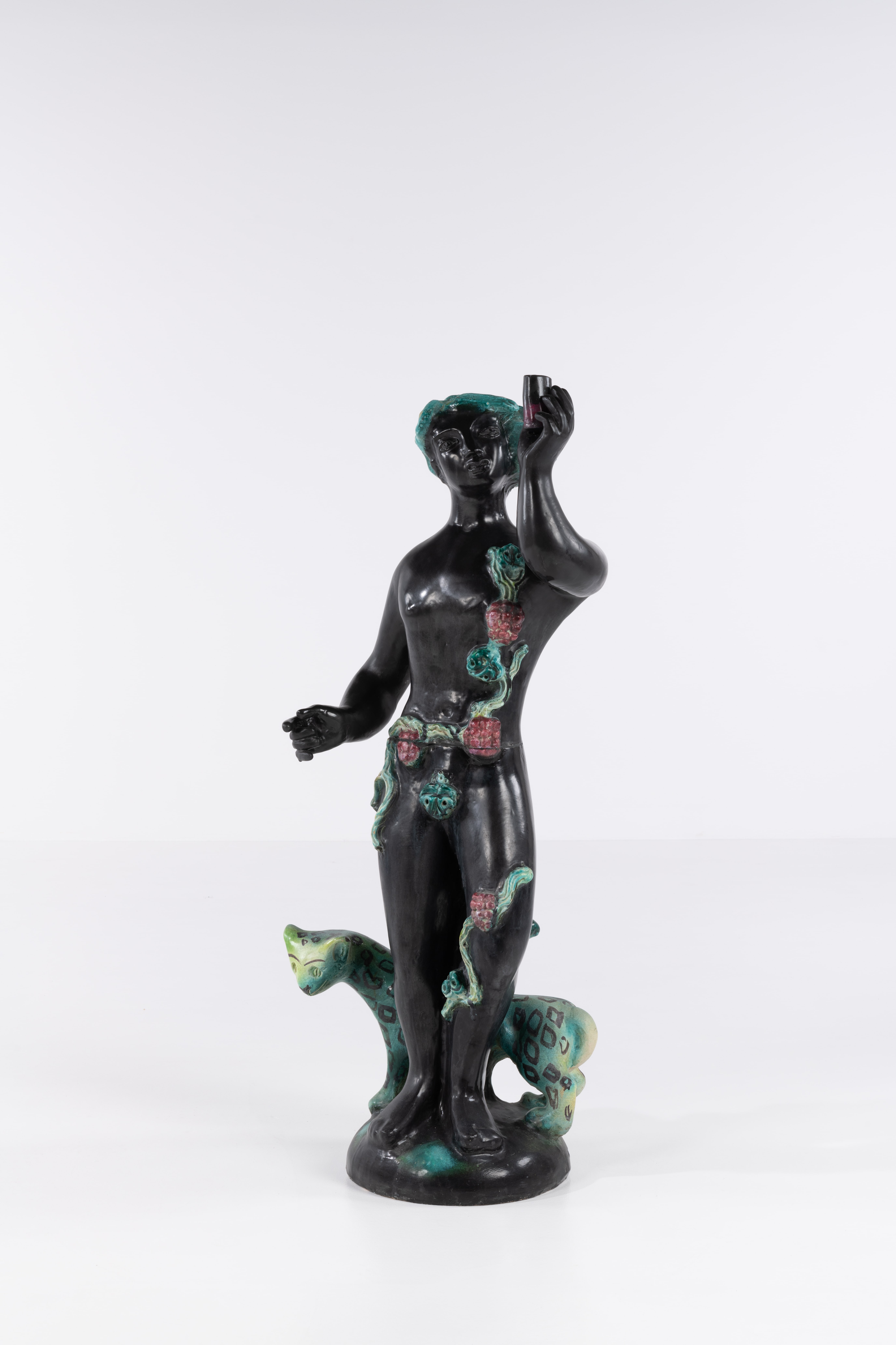 Georges Jouve (1910-1964) 'Bacchus' sculpture Glazed ceramic Incised signature 'JOUVE' and Alpha on the base Model created c. 1947 H 131 &times; L 49 &times; W 36 cm