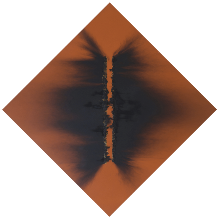 Christian Jaccard (né en 1939) Diamant BRN 03, 1990 Brûlis et acrylique sur bois