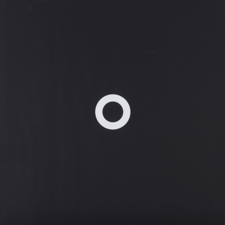 Olivier Mosset (born 1944)  Untitled, White circle on black, circa 1974  Silkscreen on masonite panel  Justified and numbered on the reverse: "Tirage de tête  VII/X" n°7/50  100 × 100 cm 