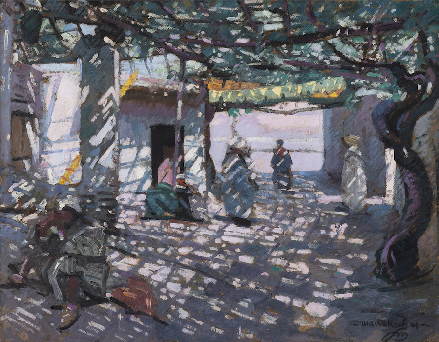 Jacques Majorelle (1886-1962) Scène de souk à Marrakech, circa 1921
