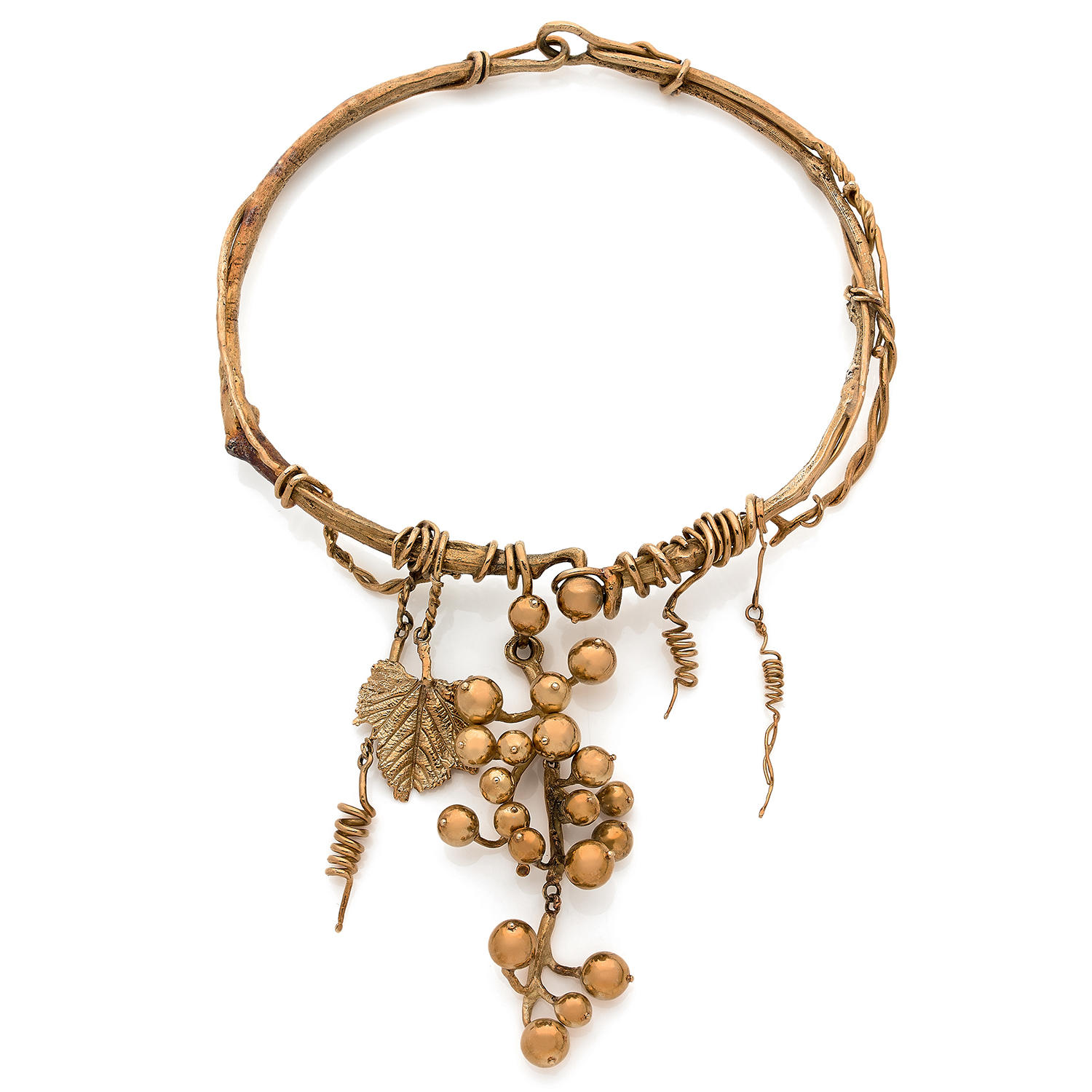 Claude LALANNE (1925-2019) 1980s-90s "Groseilles" necklace in 18K yellow gold (750‰) Mirror signed, monogrammed CL, maker’s mark, monogrammed Z for Zolotas, numbered 2 From an edition of 10. Weight: 198,7 g Original presentation case and certificate of authenticity