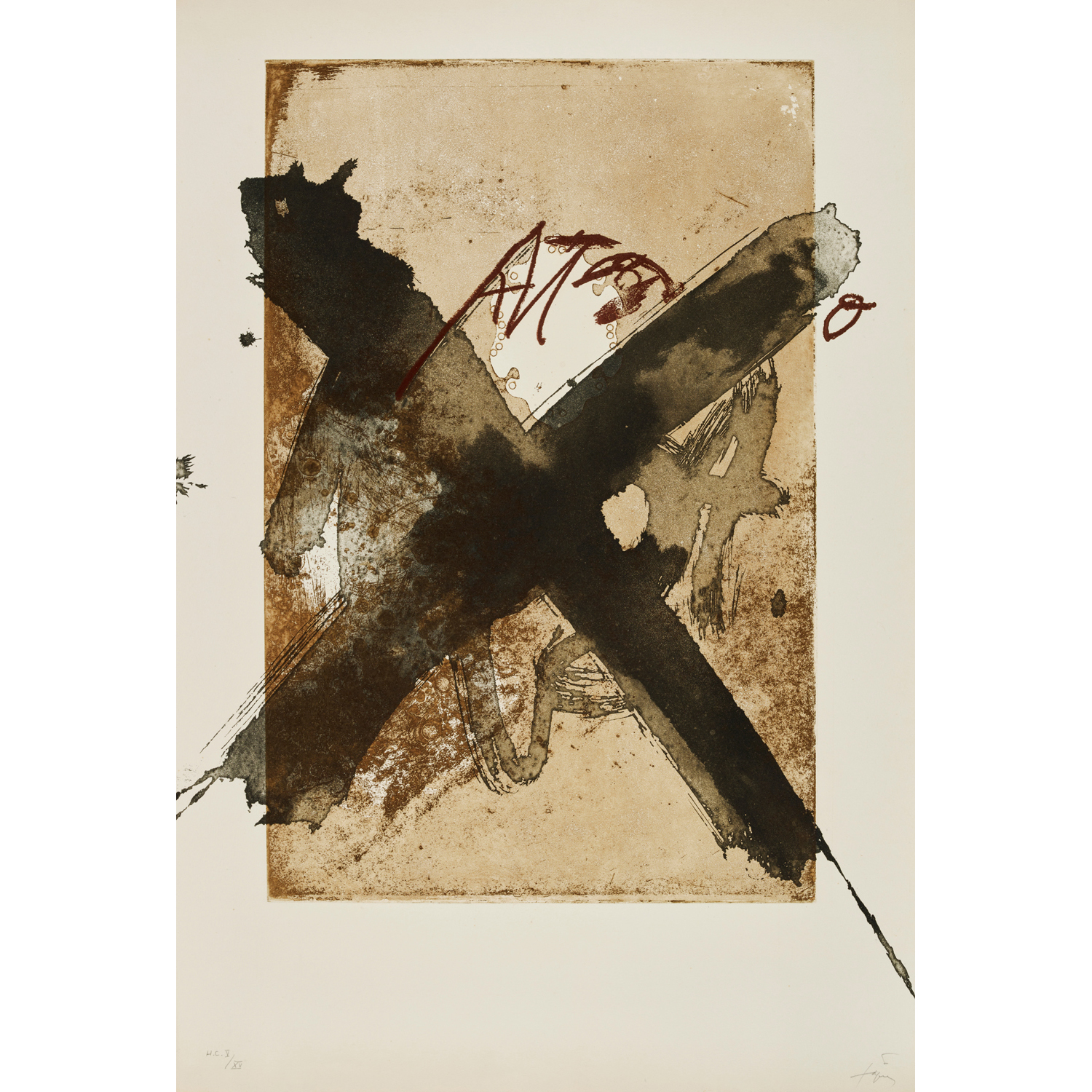 292-ANTONI TÀPIES (Barcelona 1923-2006) Lettres. 1983 Litografía sobre