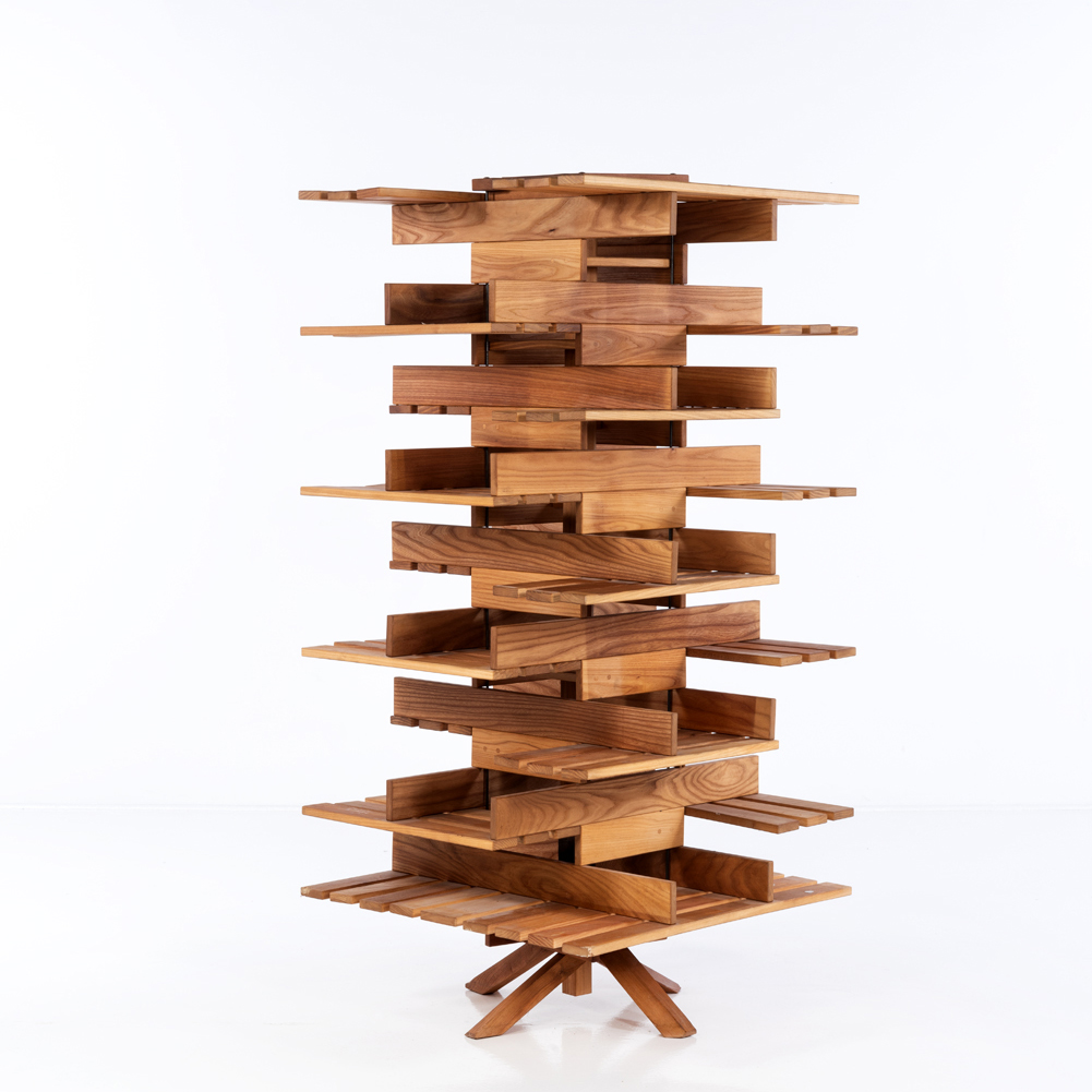 Lot 144 - Pierre Chapo (1927-1987) Modèle B18B, bibliothèque tournante