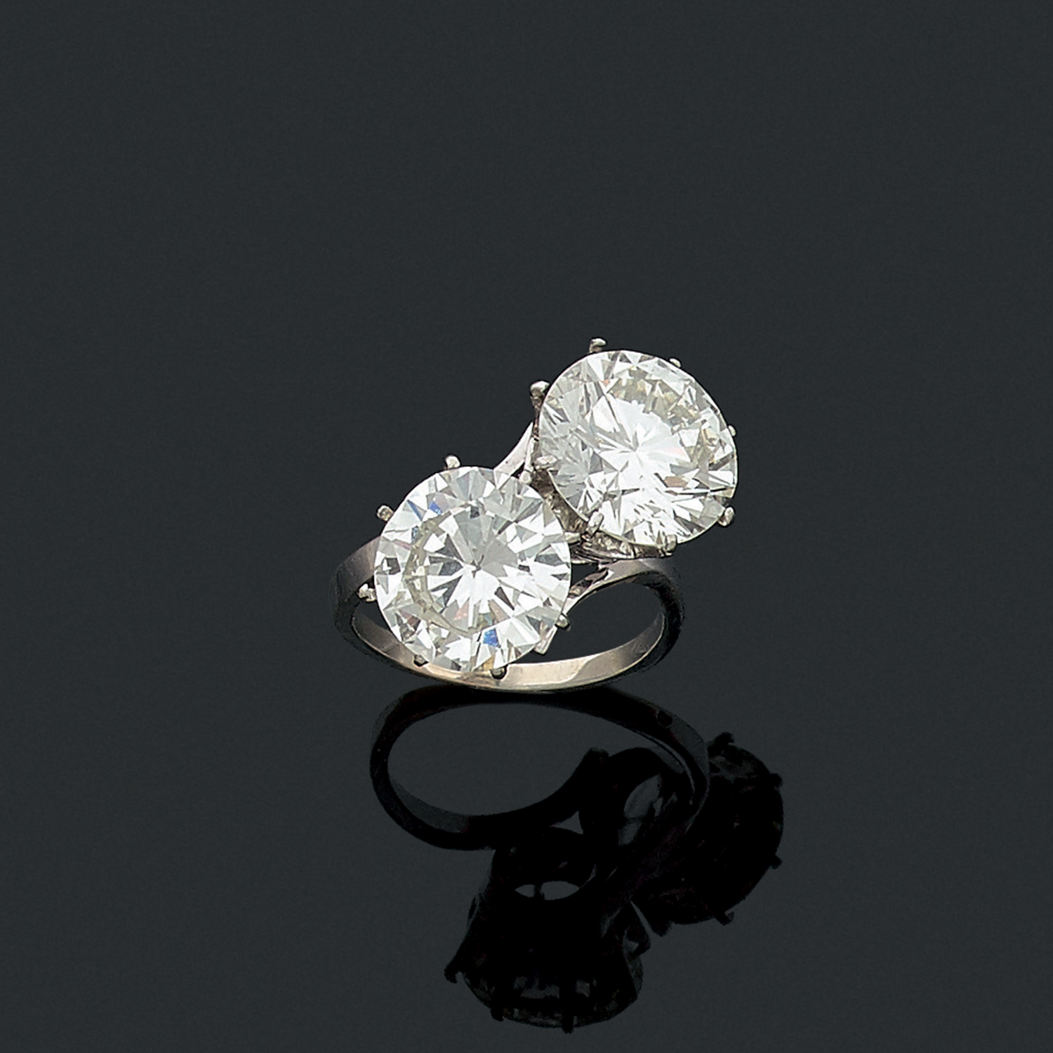 Bague Toi Et Moi En Or Gris 18K Sertie De Diamants - Taille 53 - Parfait état - Modèle MP2382