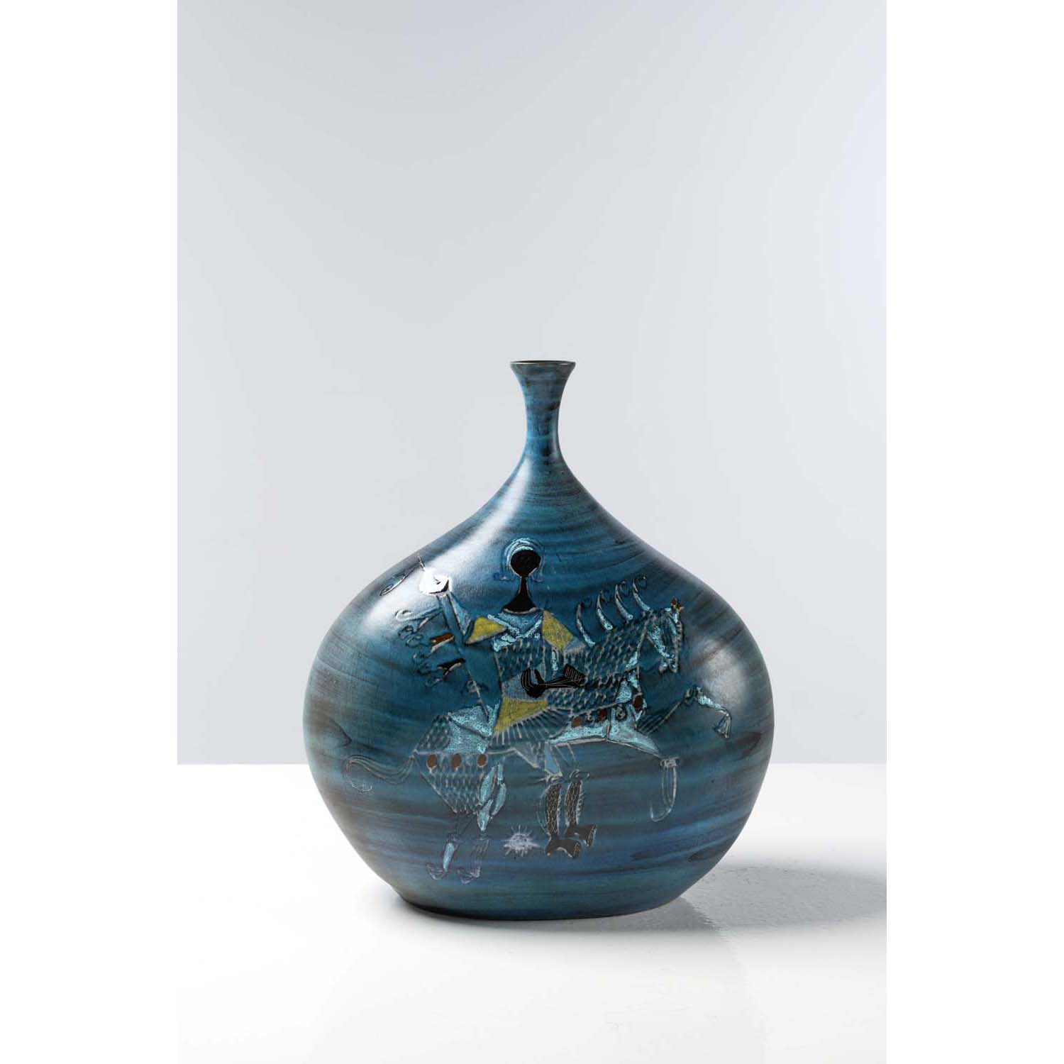 フランス陶器　Jean de Lespinasse　ミッドセンチュリーデザイン Jean de Lespinasse (1896-1979) Vase with horseman | Piasa