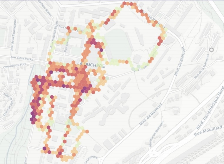 extrait de données du bruit par l'application Noise Capture sur ville de Lyon en 2019